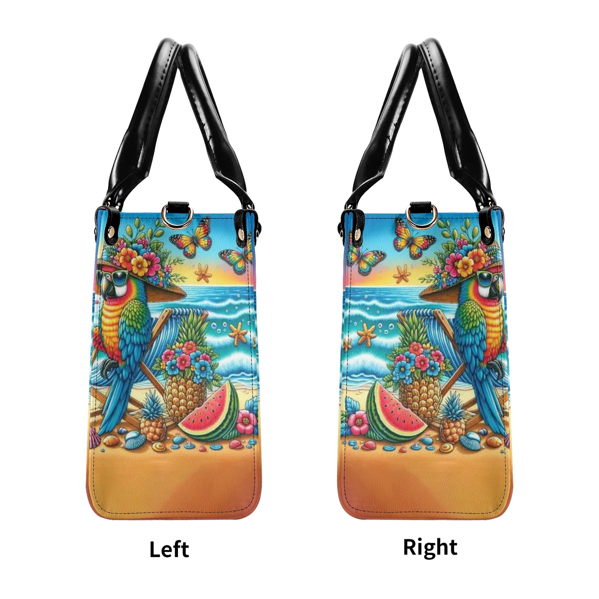 Bigcrowns IT'S 5 O'CLOCK SOMEWHERE PARROT LEATHER HANDBAG O0506243