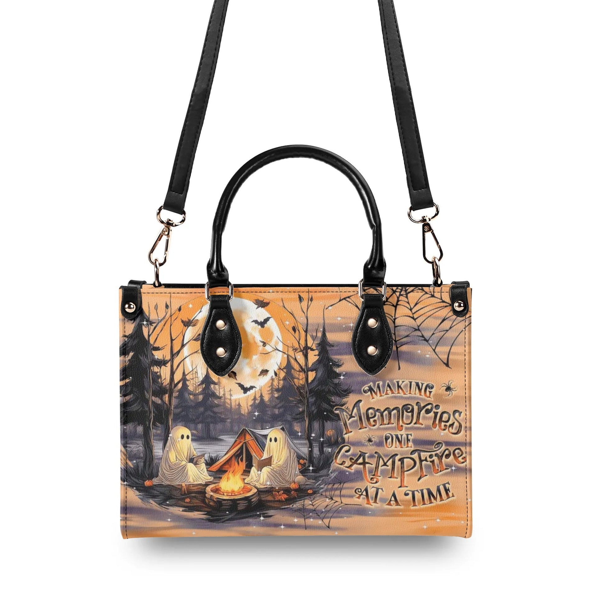 Bigcrowns MAKING MEMORIES ONE CAMPFIRE HALLOWEEN LEATHER HANDBAG YHDU1209243