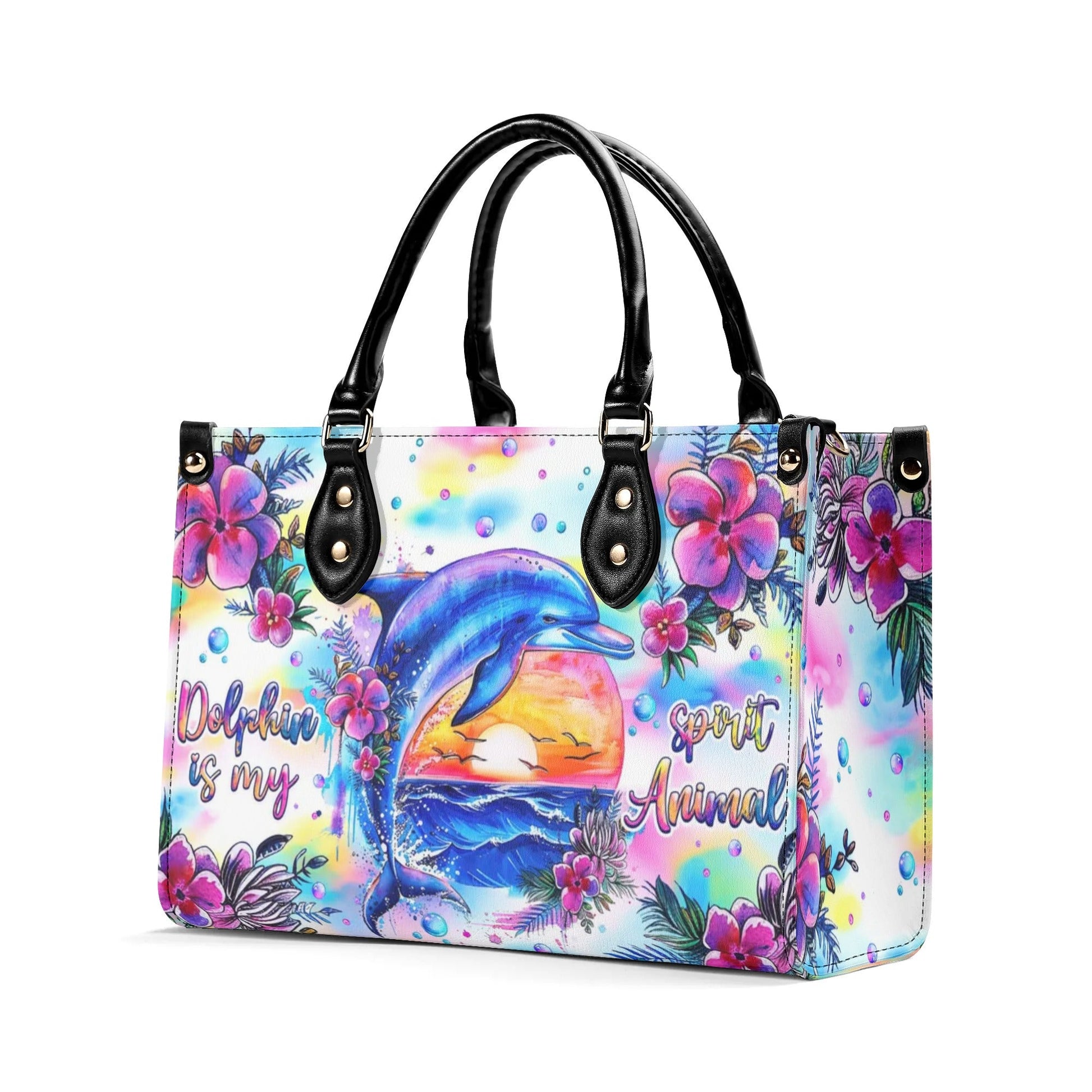 Bigcrowns DOLPHIN IS MY SPIRIT ANIMAL LEATHER HANDBAG Z2106244
