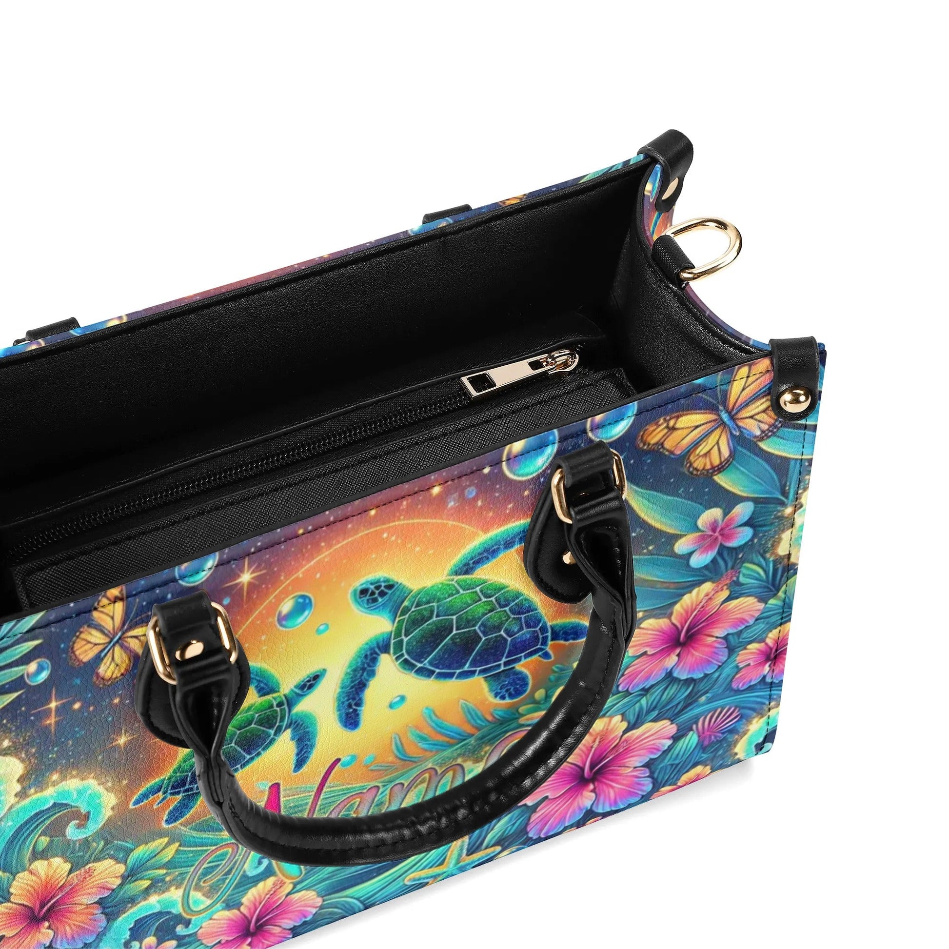 Bigcrowns SEA TURTLE FLOWER LEATHER HANDBAG Z1907244