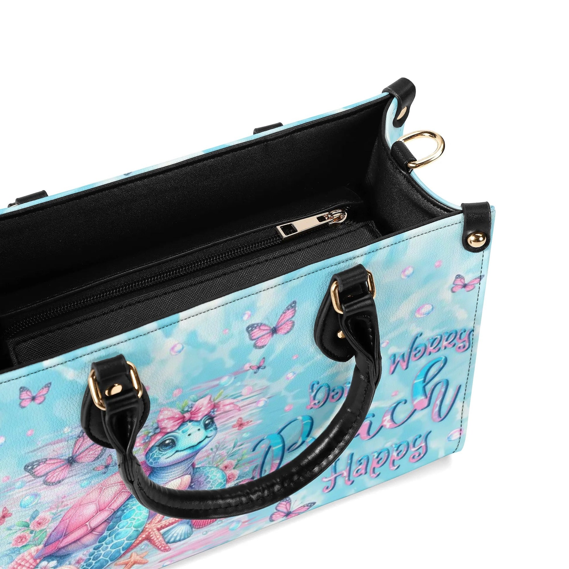 Bigcrowns DON'T WORRY BEACH HAPPY TURTLE LEATHER HANDBAG N2607244