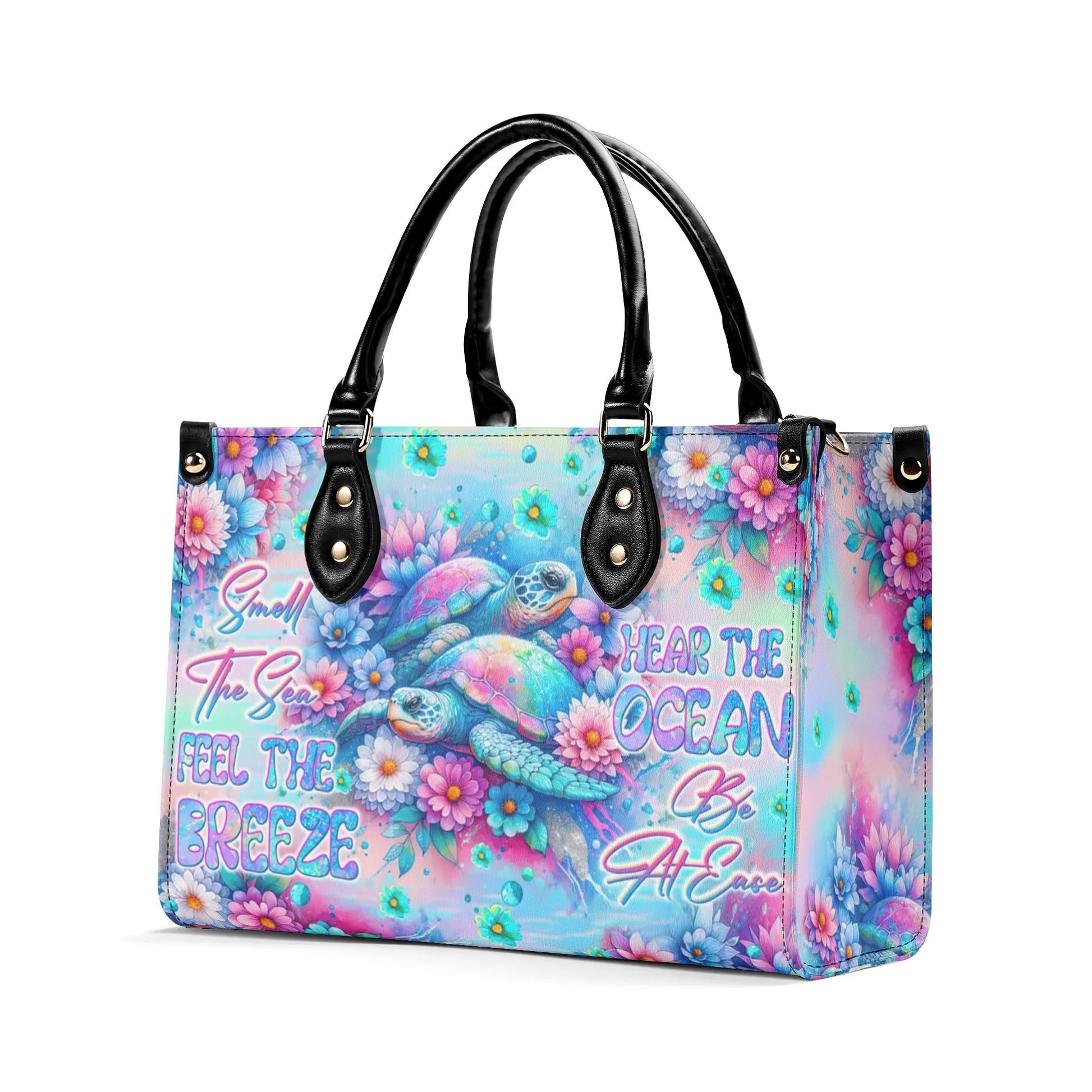 Bigcrowns SMELL THE SEA FEEL THE BREEZE TURTLE LEATHER HANDBAG W2507242