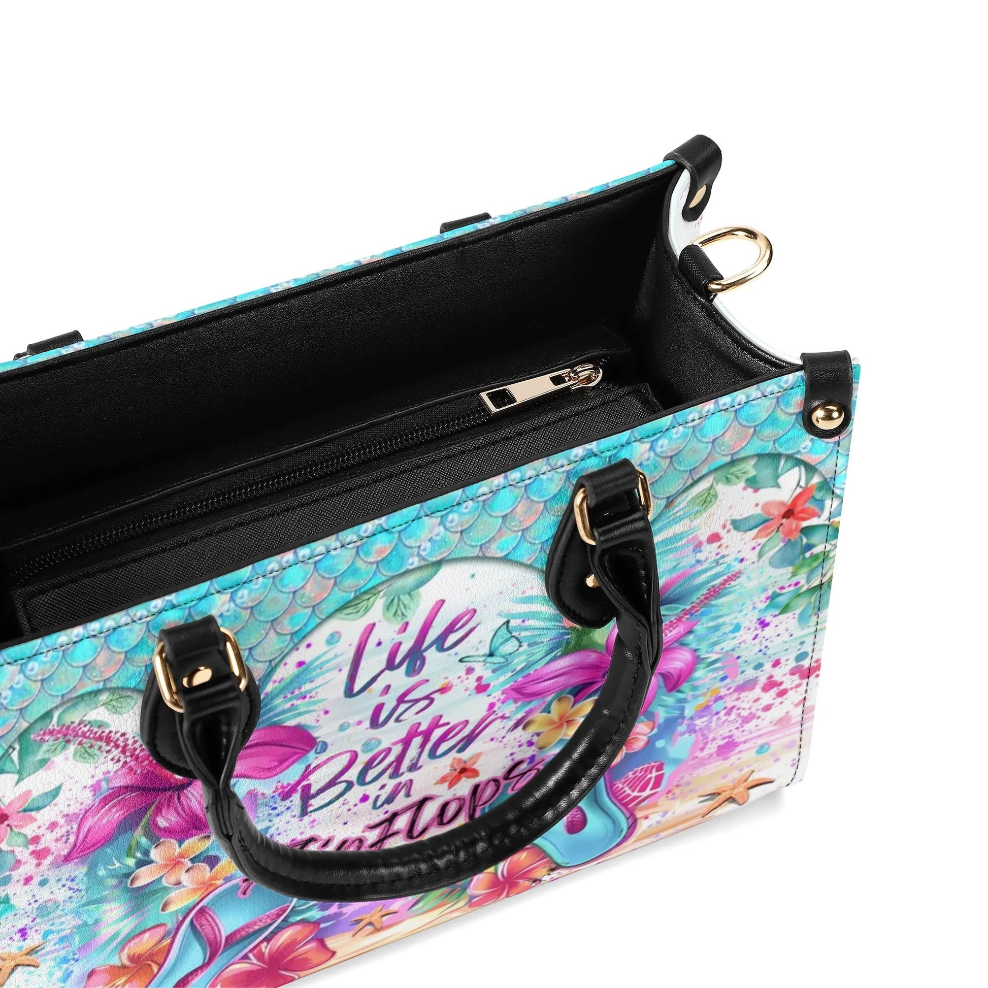 Bigcrowns LIFE IS BETTER IN FLIP FLOPS LEATHER HANDBAG T2606244