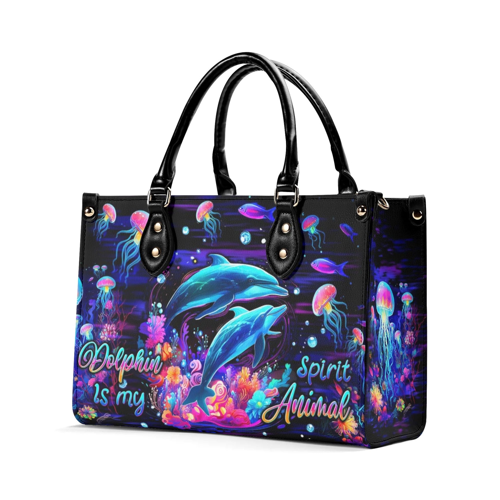 Bigcrowns DOLPHIN IS MY SPIRIT ANIMAL LEATHER HANDBAG W1306245