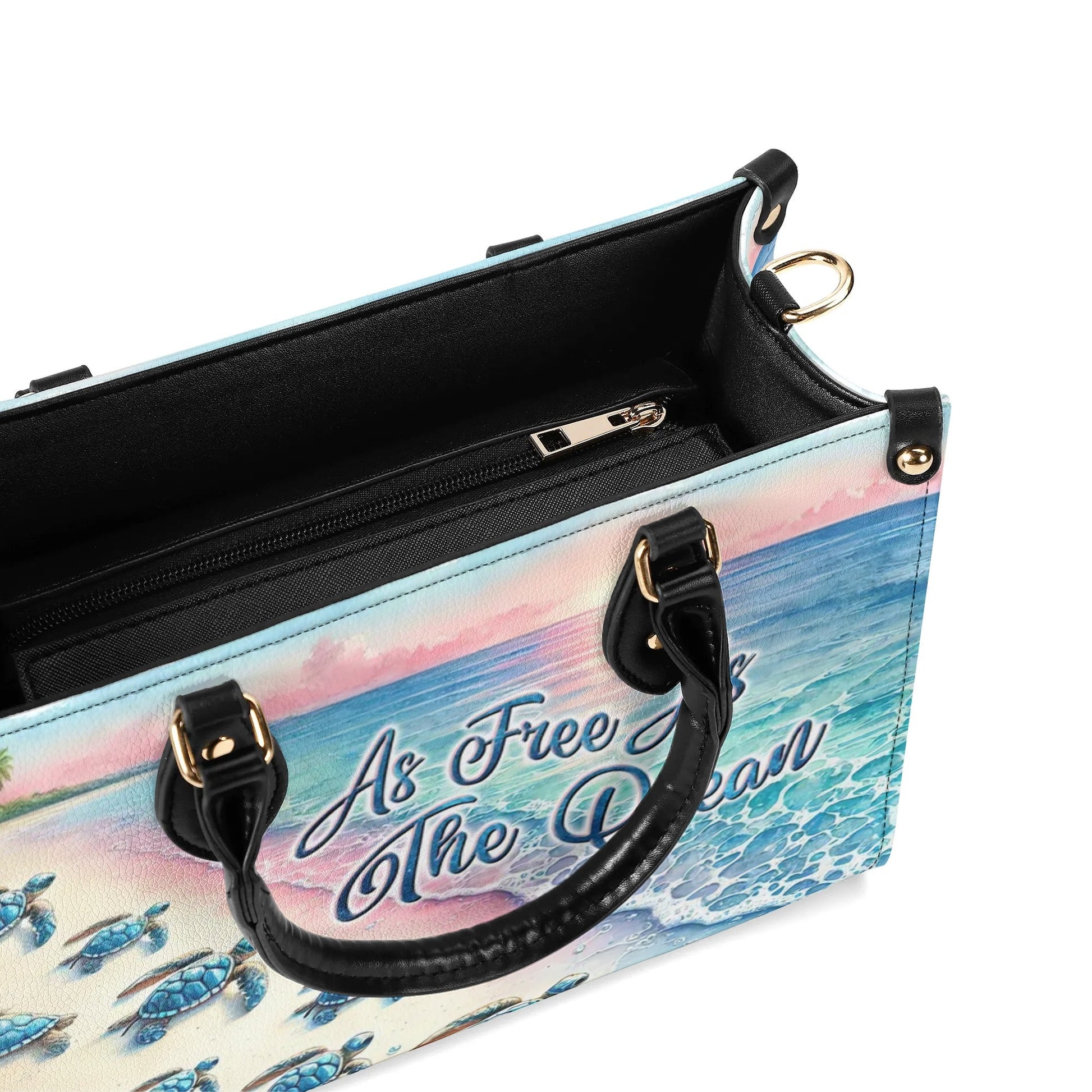 Bigcrowns AS FREE AS THE OCEAN TURTLE LEATHER HANDBAG W2908243