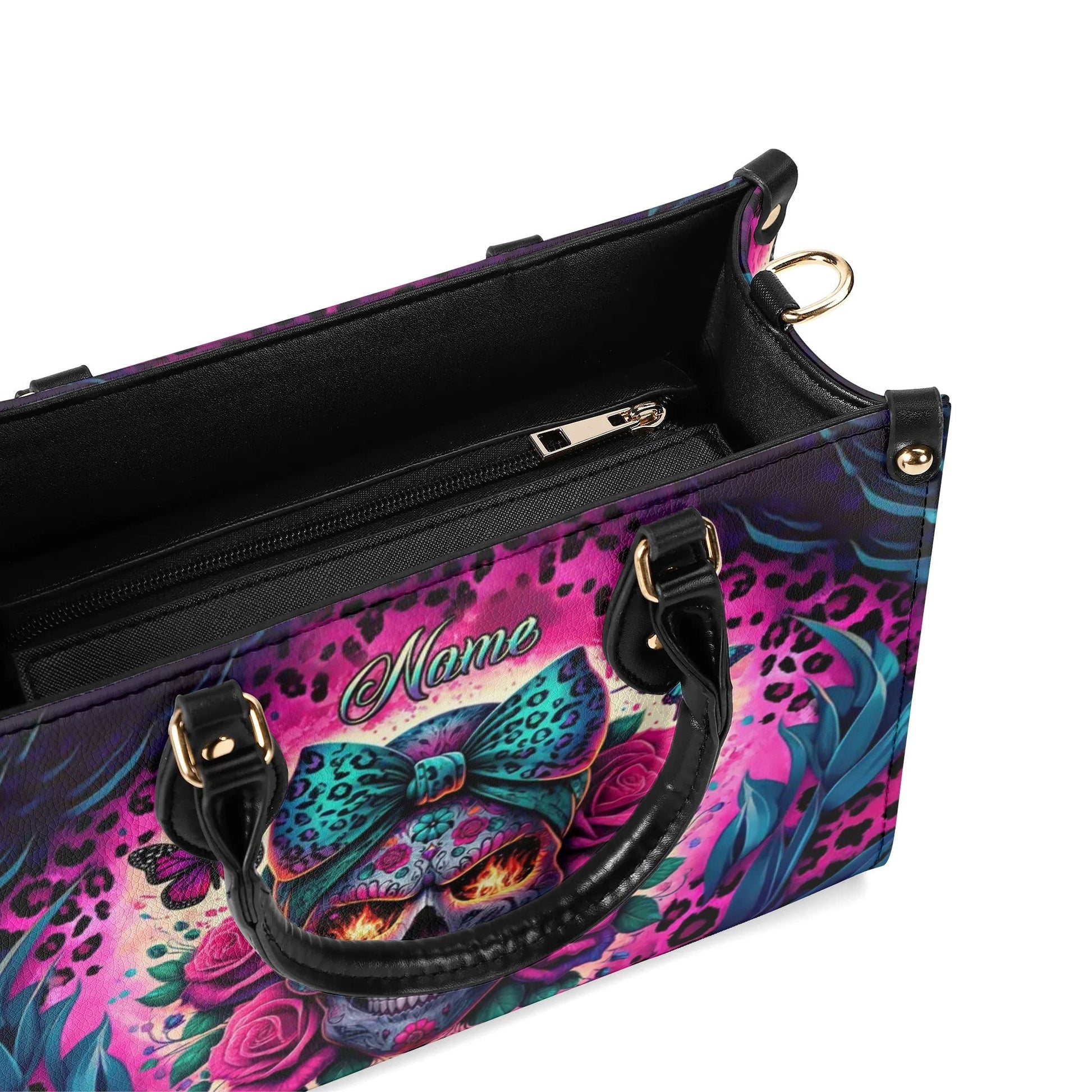 SKULL LEOPARD LEATHER HANDBAG - TLTW1106245