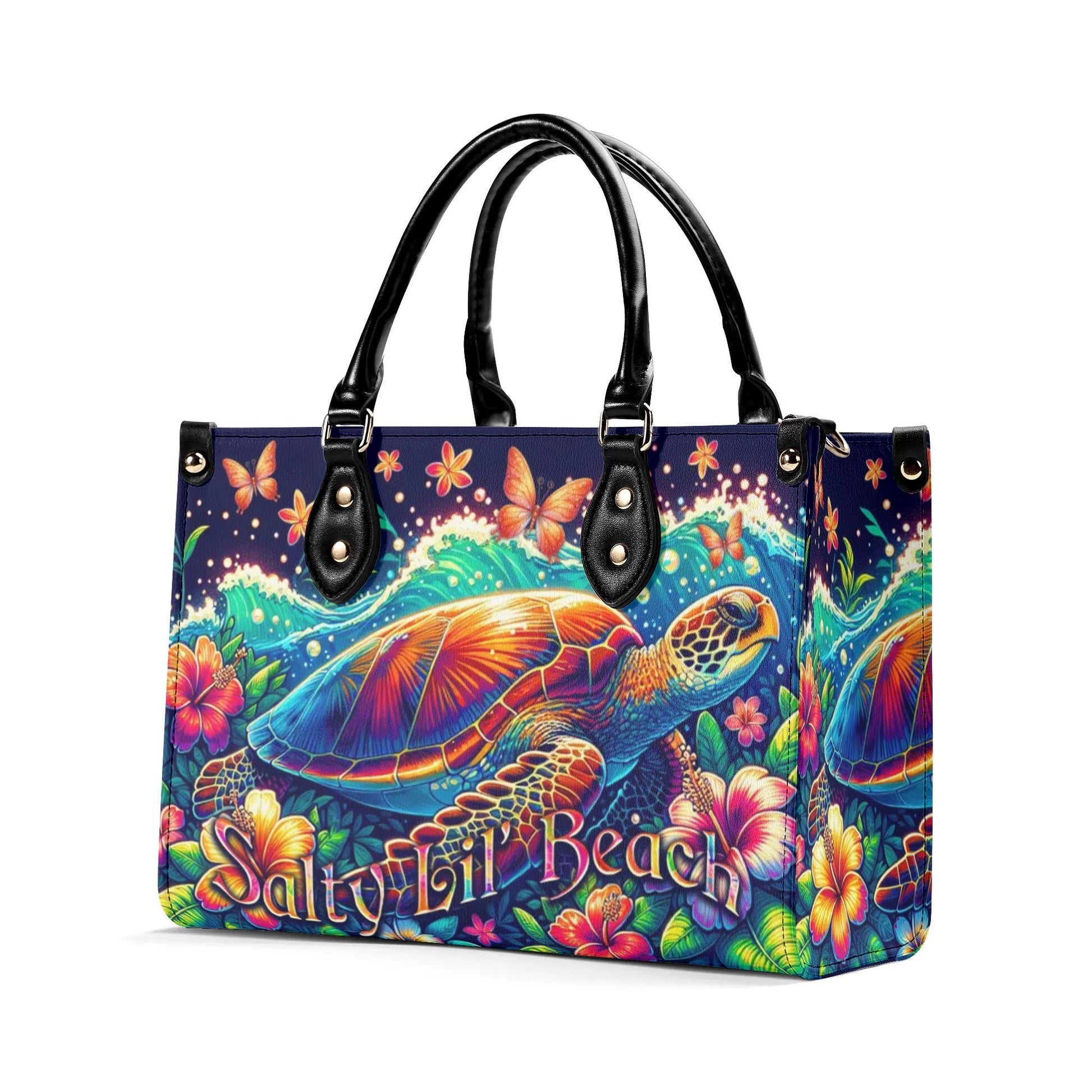 Bigcrowns SALTY LIL' BEACH TURTLE LEATHER HANDBAG O0507245
