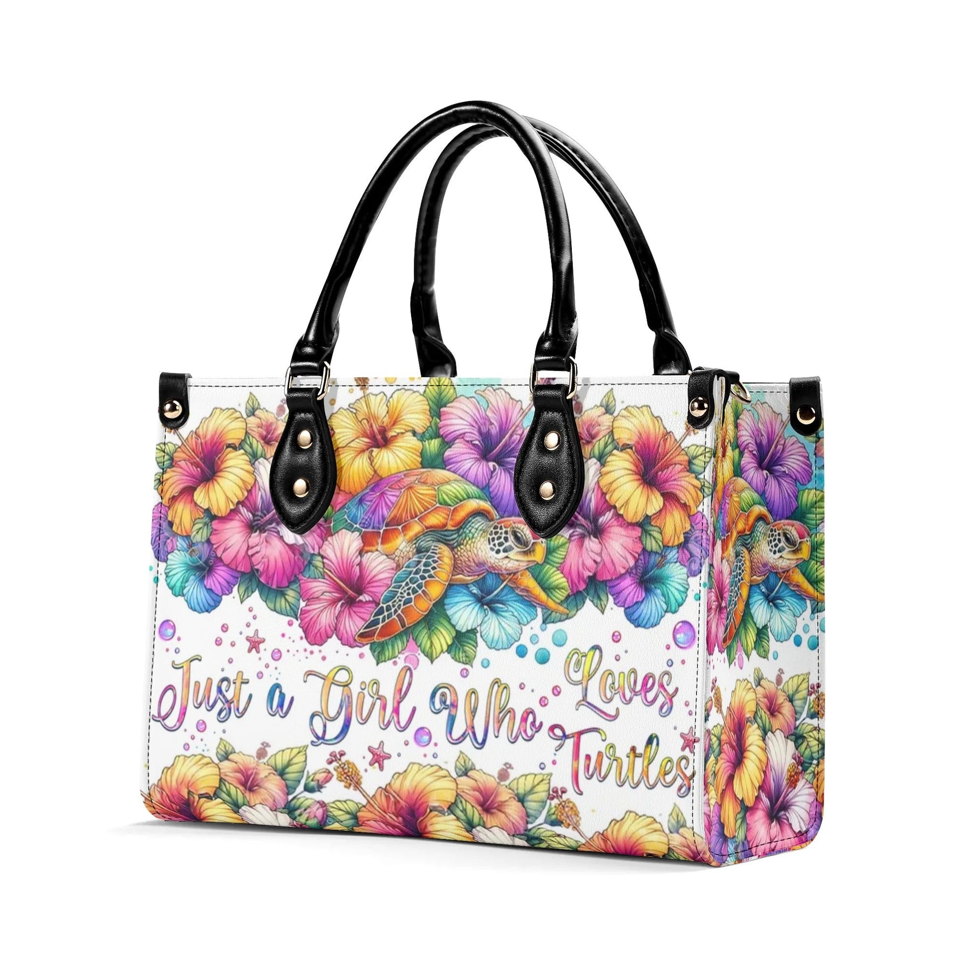 Bigcrowns JUST A GIRL WHO LOVES TURTLES LEATHER HANDBAG Z1207244