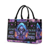 I'M NOT ANTI-SOCIAL MAD REAPER SKULL LEATHER HANDBAG - TLNZ0406244
