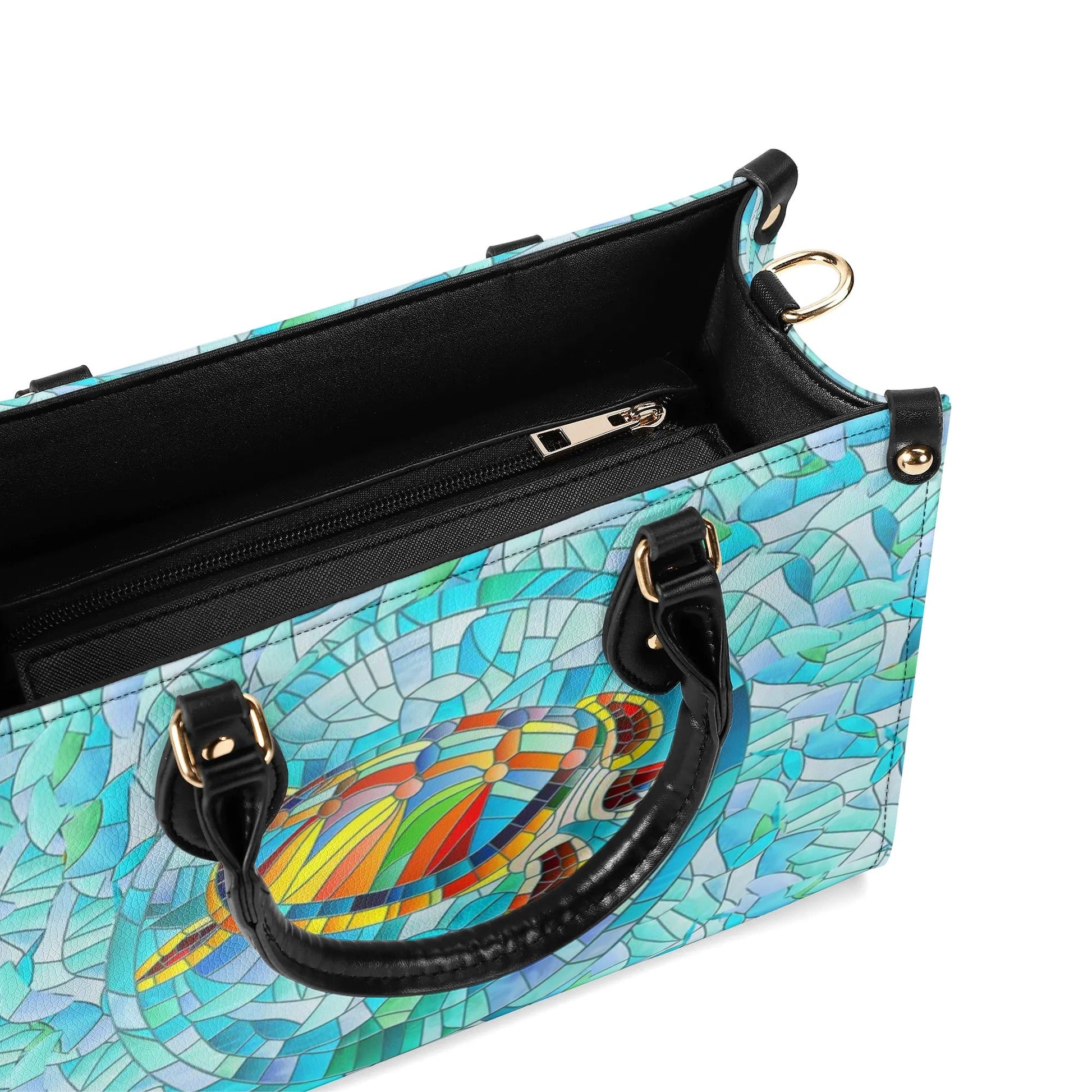 Bigcrowns STAINED GLASS TURTLE LEATHER HANDBAG N1607244