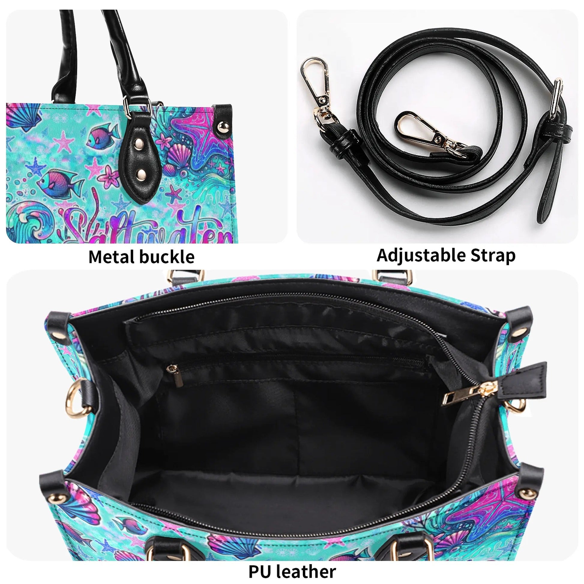 Bigcrowns SALTWATER HEALS EVERYTHING STARFISH LEATHER HANDBAG TYQY2307244