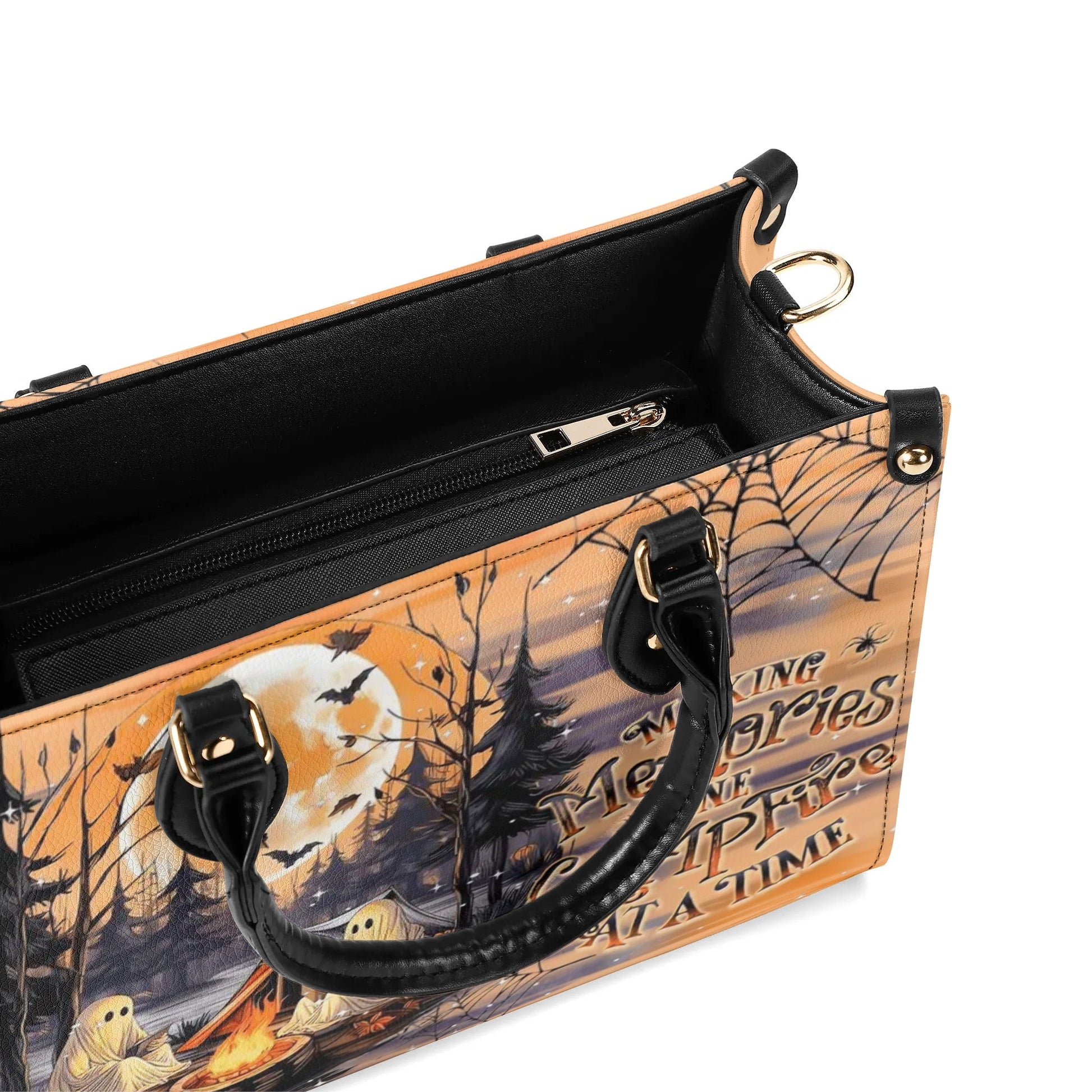 Bigcrowns MAKING MEMORIES ONE CAMPFIRE HALLOWEEN LEATHER HANDBAG YHDU1209243