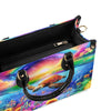 Bigcrowns AS FREE AS THE OCEAN TURTLE SUNFLOWERS LEATHER HANDBAG T1507241