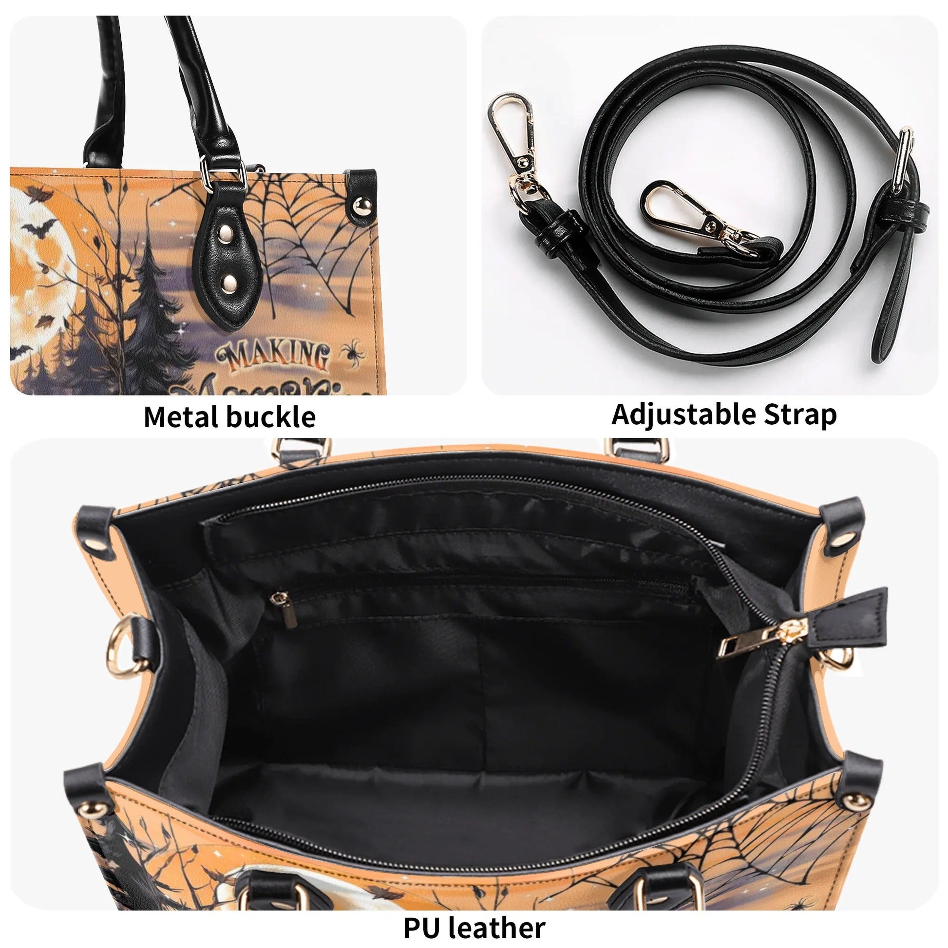 Bigcrowns MAKING MEMORIES ONE CAMPFIRE HALLOWEEN LEATHER HANDBAG YHDU1209243