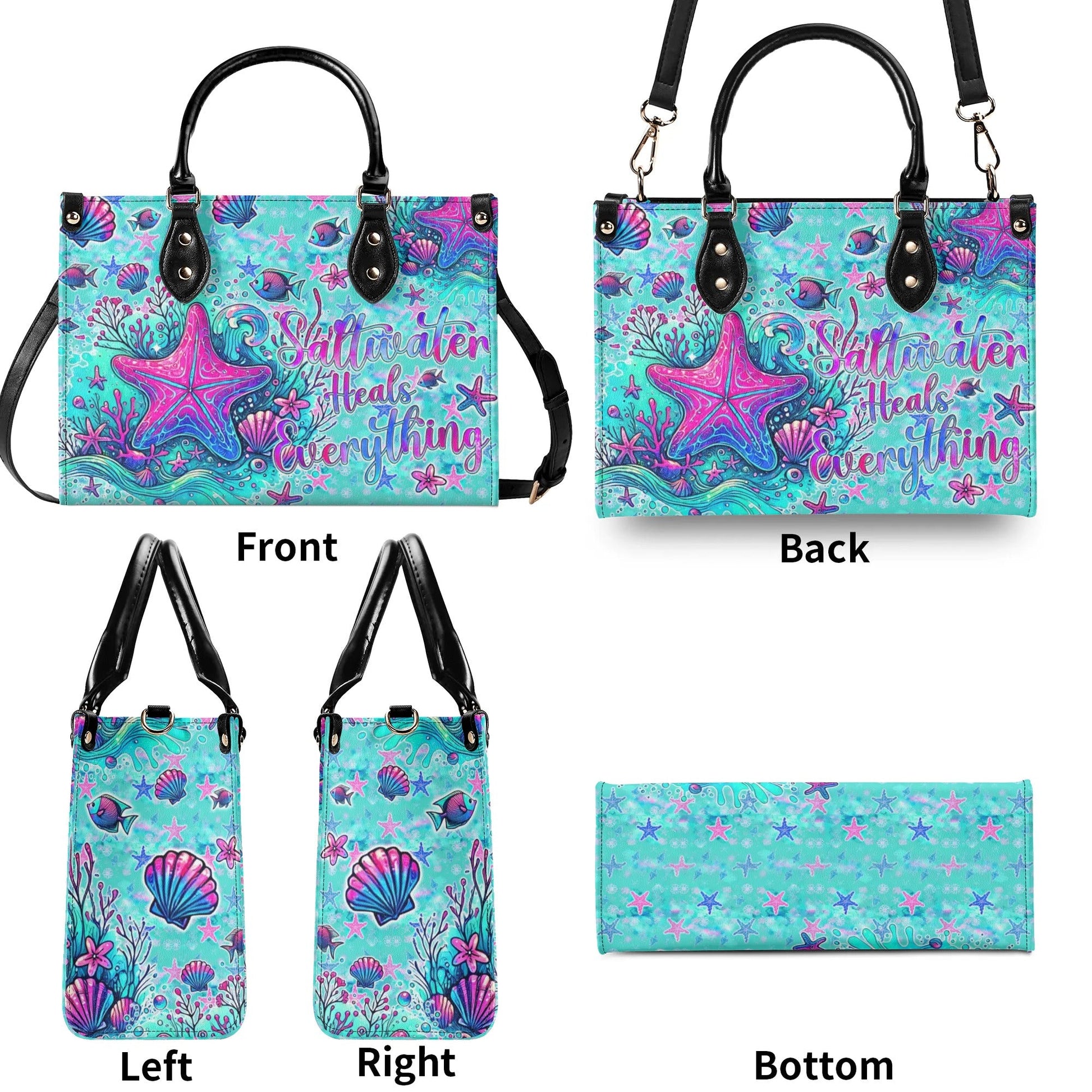 Bigcrowns SALTWATER HEALS EVERYTHING STARFISH LEATHER HANDBAG TYQY2307244