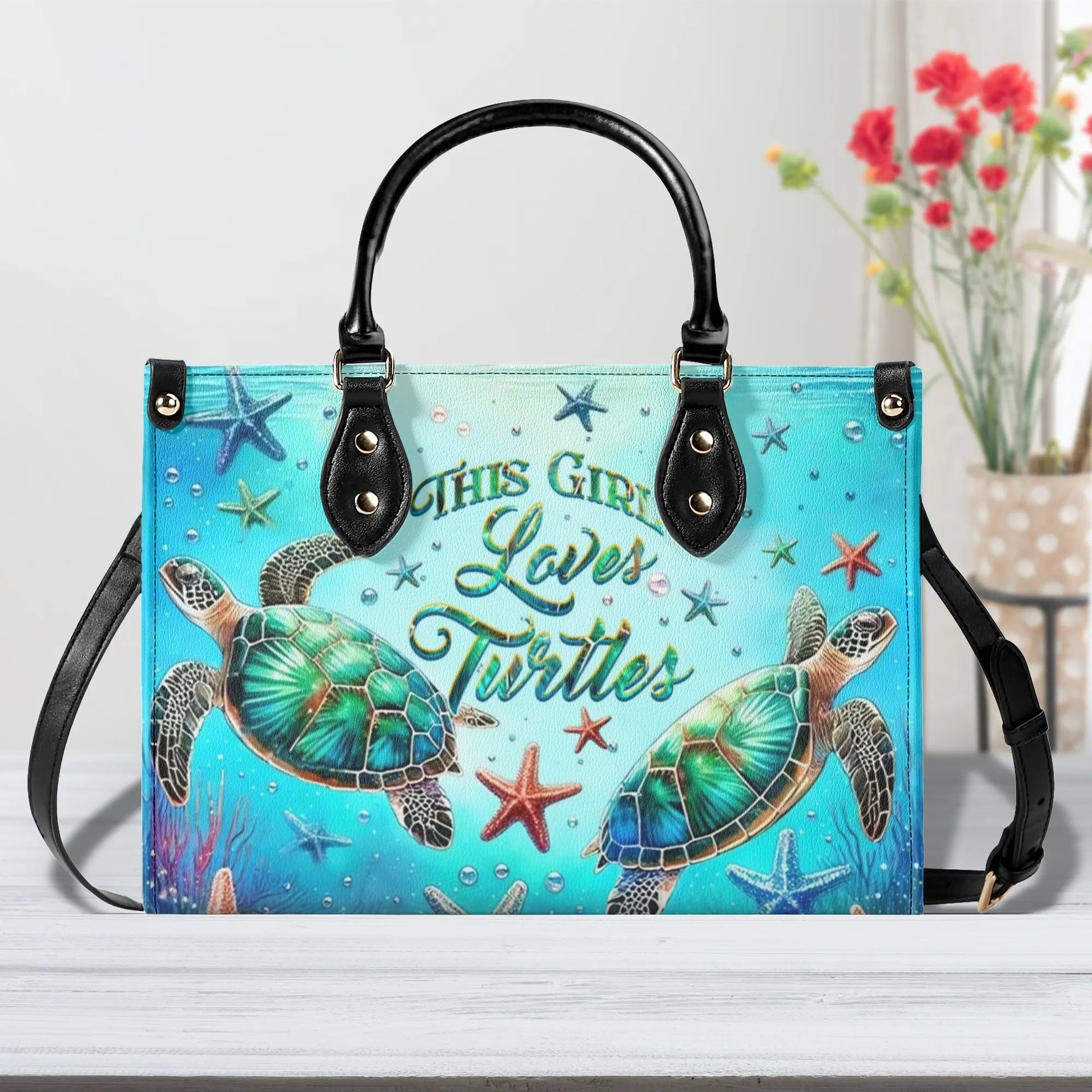 Bigcrowns THIS GIRL LOVES TURTLES LEATHER HANDBAG G0506244