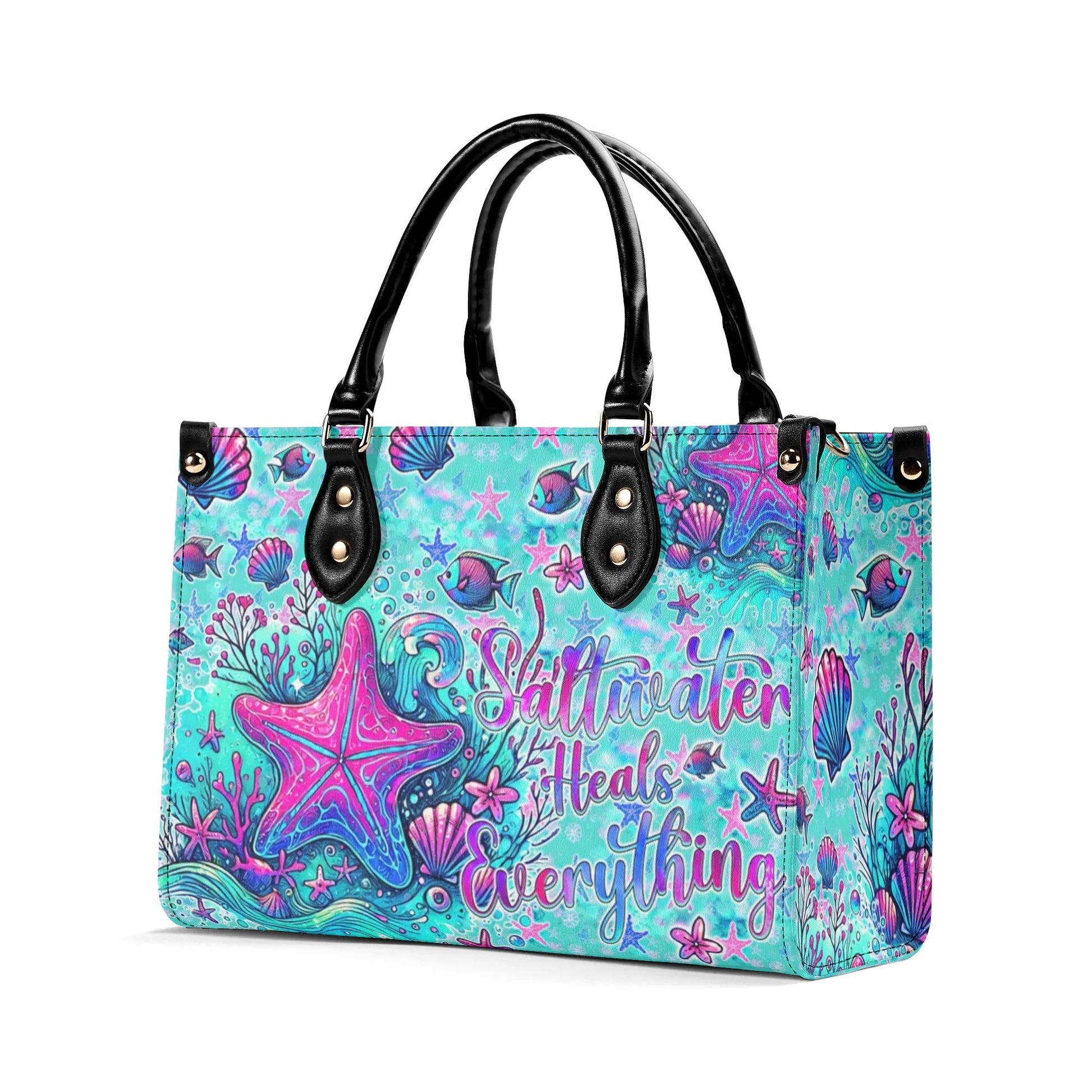 Bigcrowns SALTWATER HEALS EVERYTHING STARFISH LEATHER HANDBAG TYQY2307244