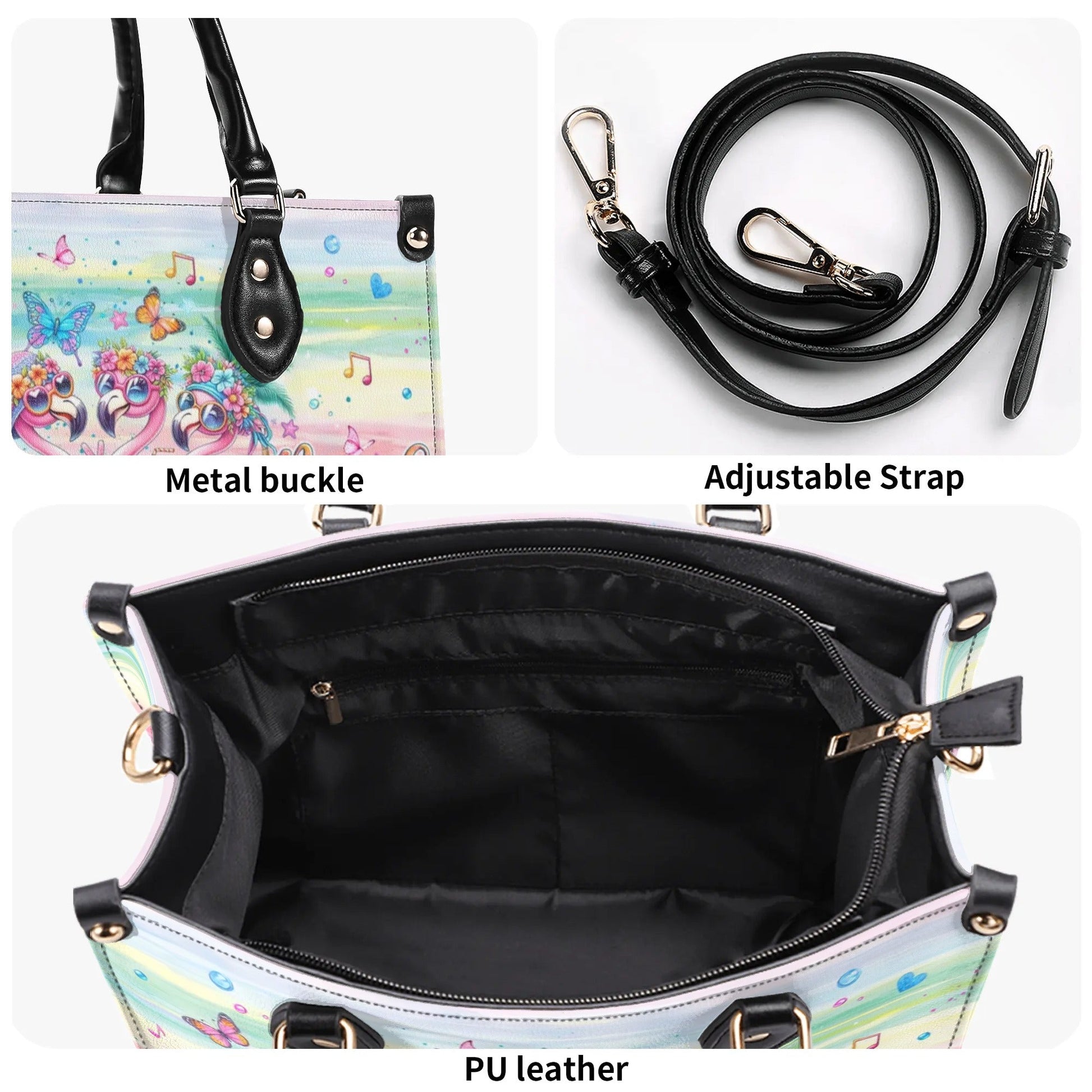 Bigcrowns DON'T WORRY BEACH HAPPY FLAMINGO LEATHER HANDBAG T2507243