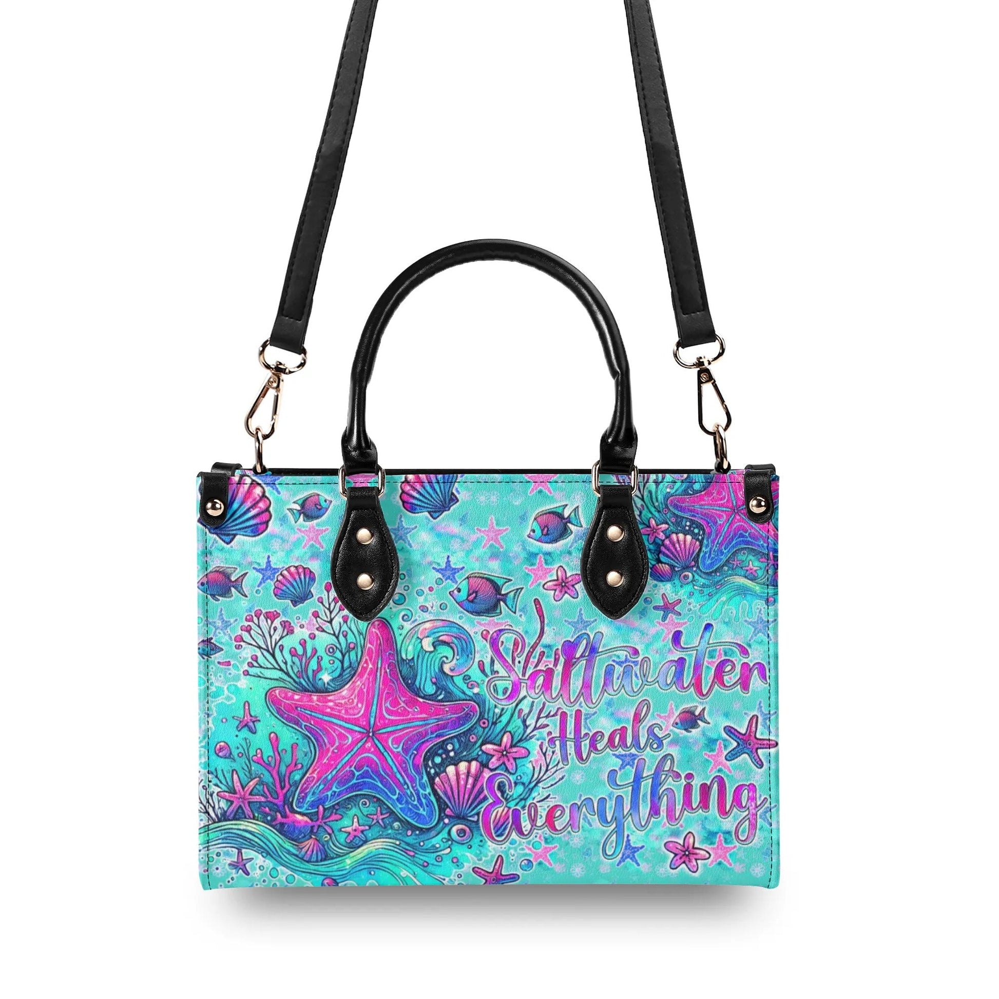Bigcrowns SALTWATER HEALS EVERYTHING STARFISH LEATHER HANDBAG TYQY2307244