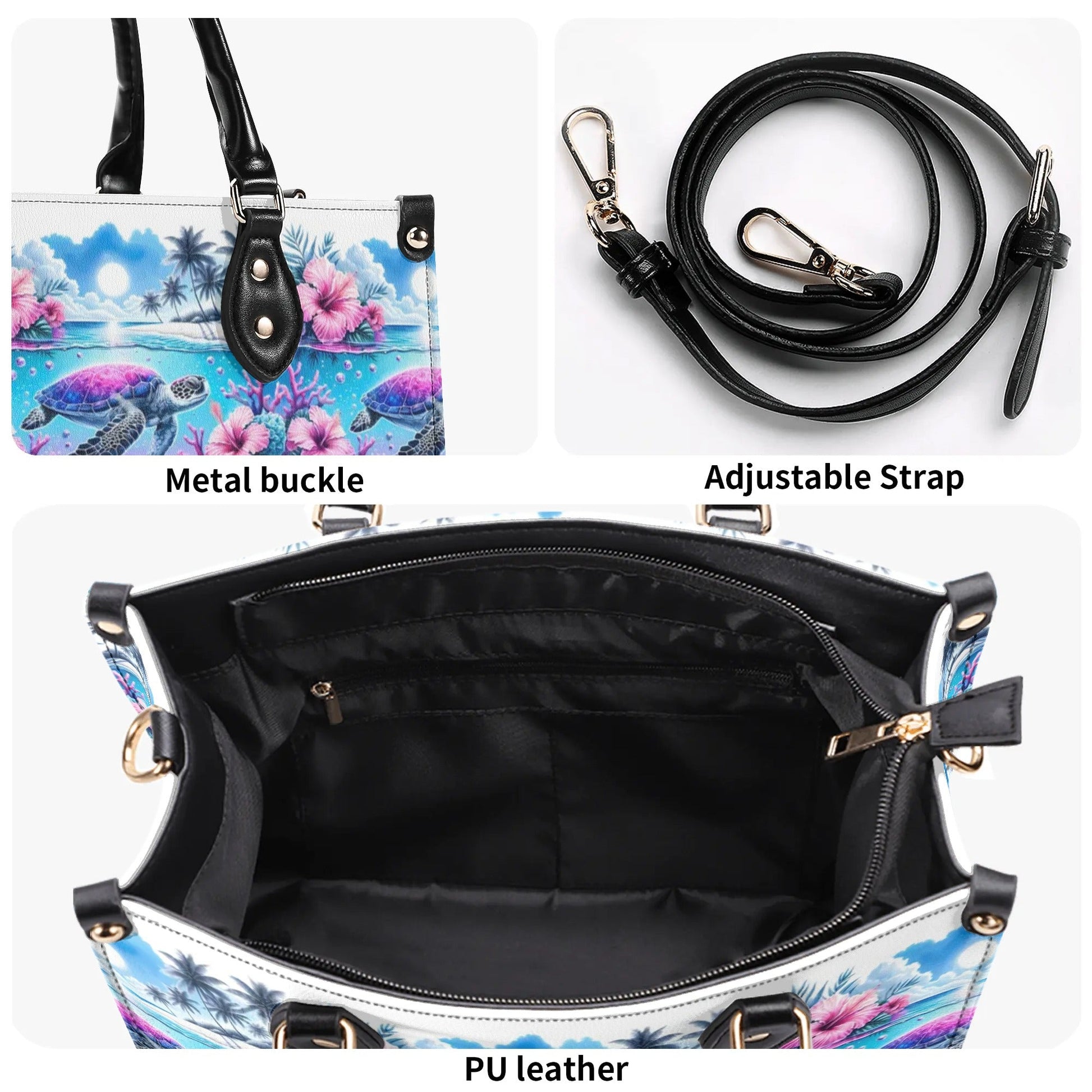 Bigcrowns SALTY SOUL FLOWER TURTLE LEATHER HANDBAG TLPQ1607241