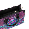 Sea Turtle Under Moon Leather Handbag
