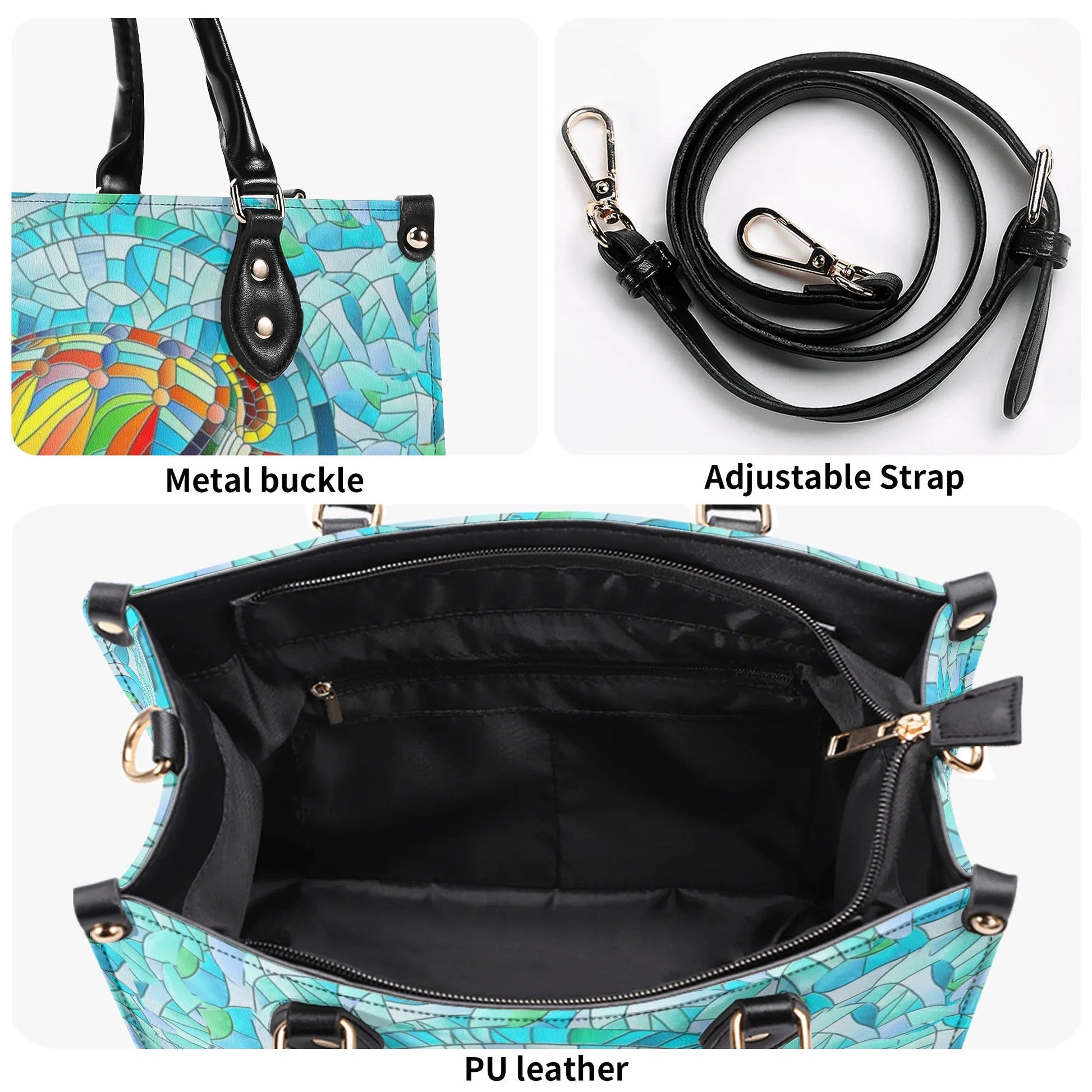 Bigcrowns STAINED GLASS TURTLE LEATHER HANDBAG N1607244