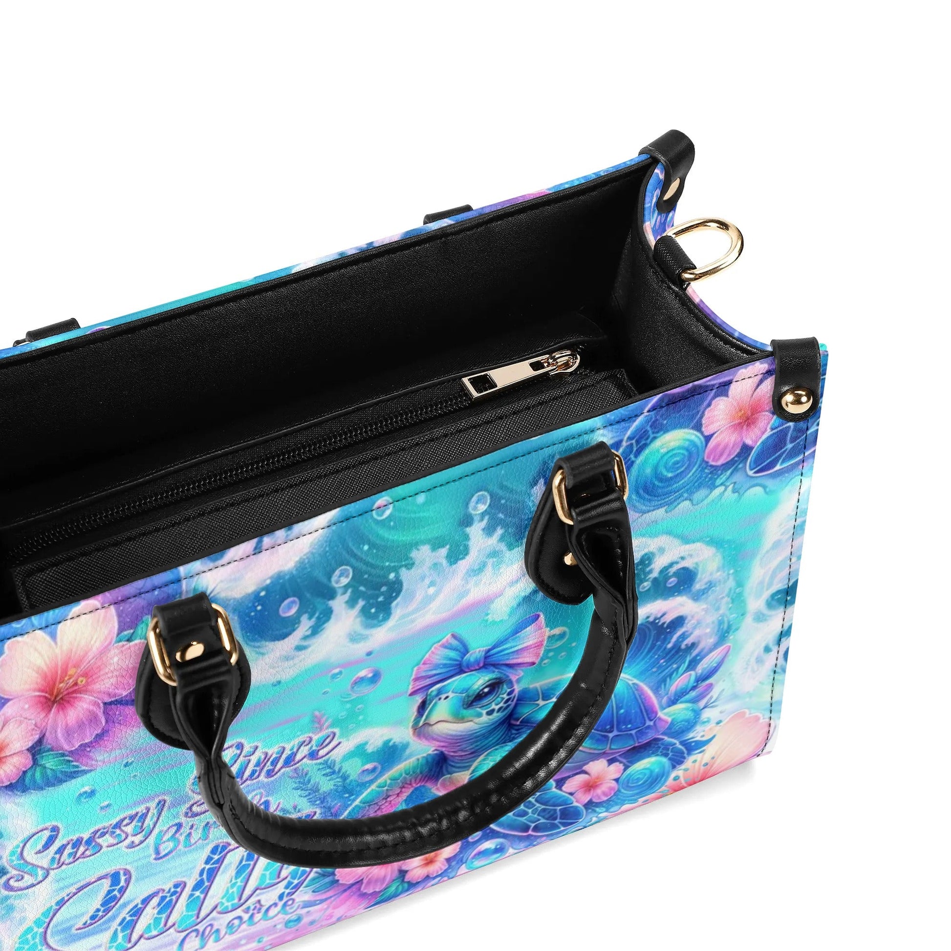 Bigcrowns SASSY SINCE BIRTH SALTY BY CHOICE TURTLE LEATHER HANDBAG T1408244