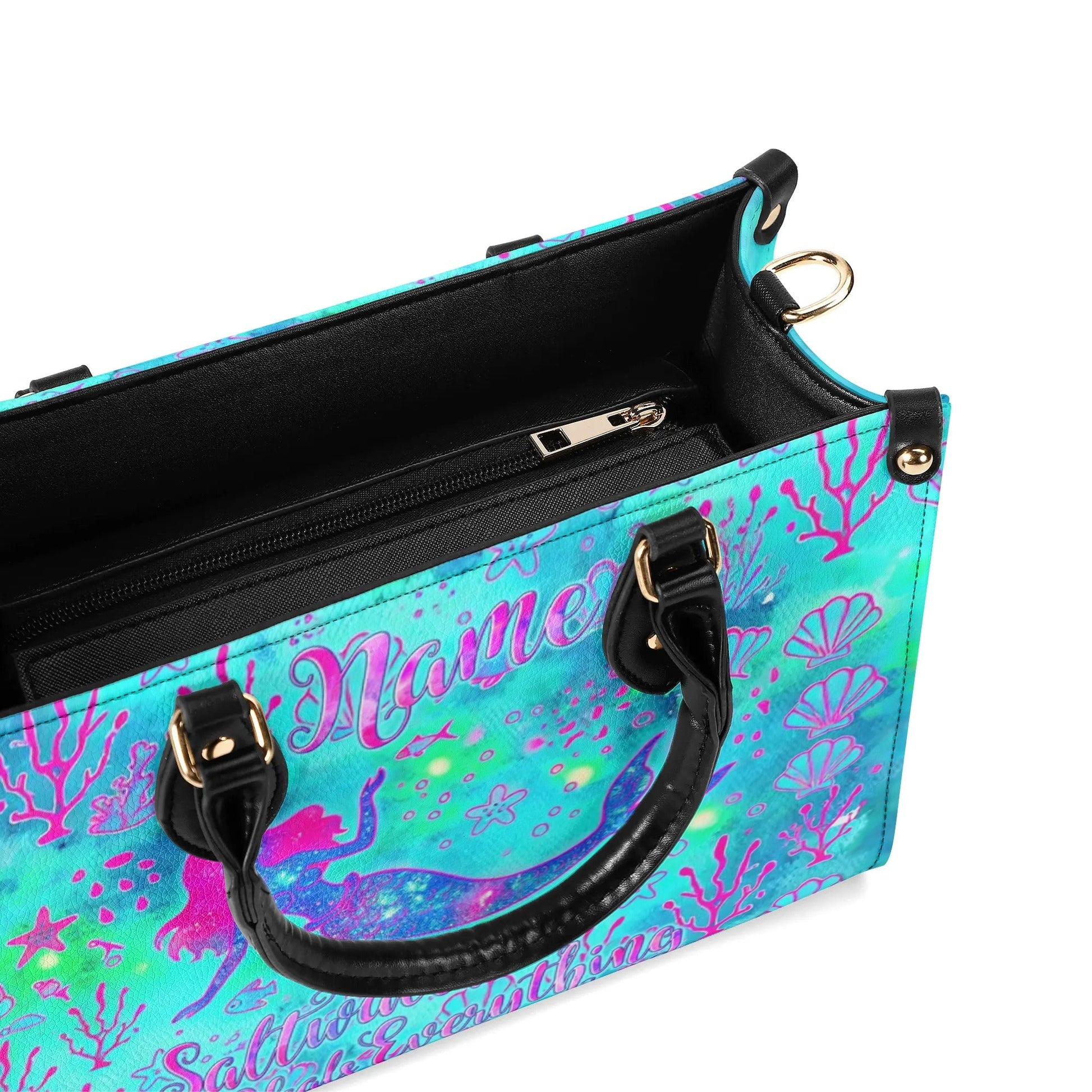 Bigcrowns SALTWATER HEALS EVERYTHING MERMAID LEATHER HANDBAG TYTM2307242