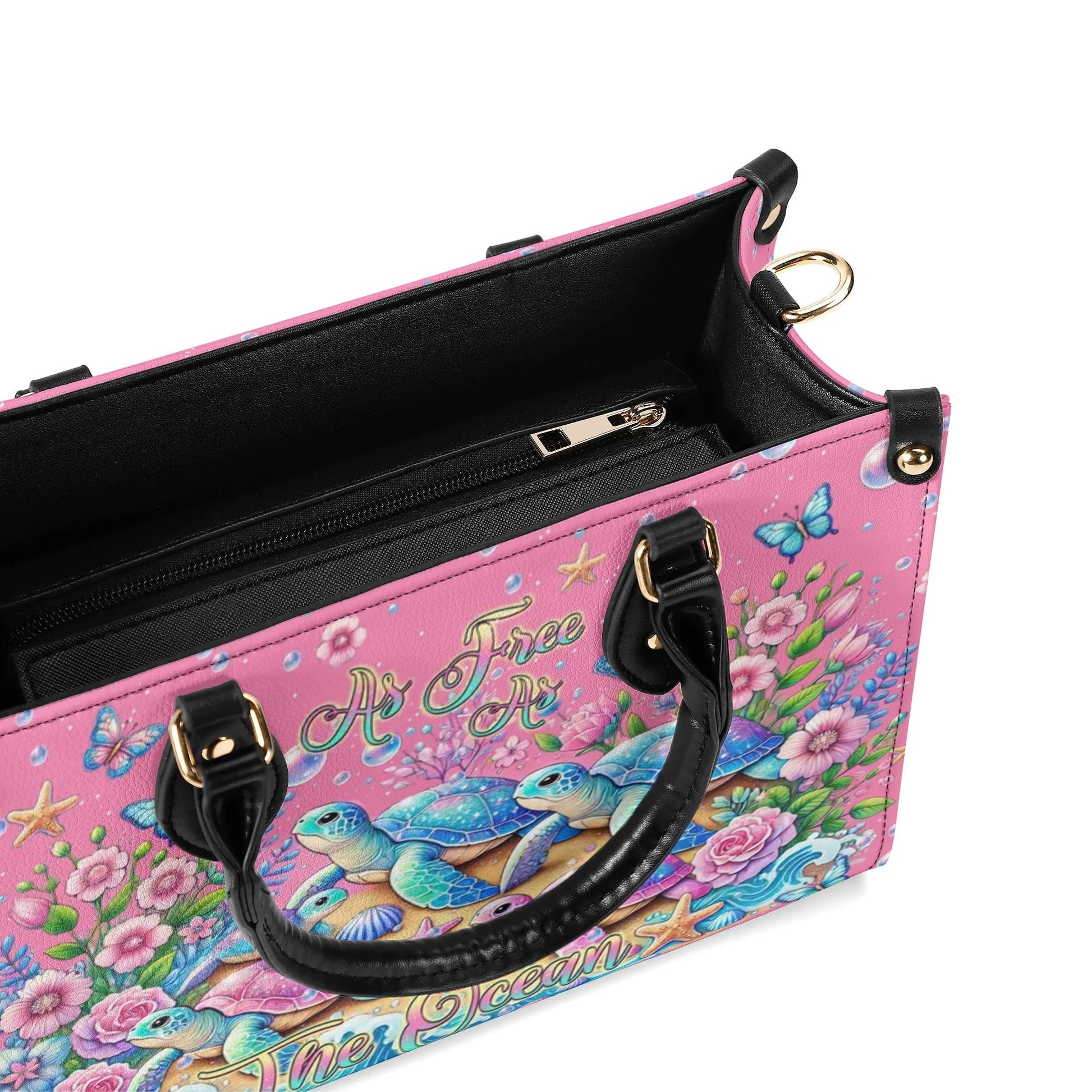 Bigcrowns AS FREE AS THE OCEAN TURTLE LEATHER HANDBAG TLPQ0907244