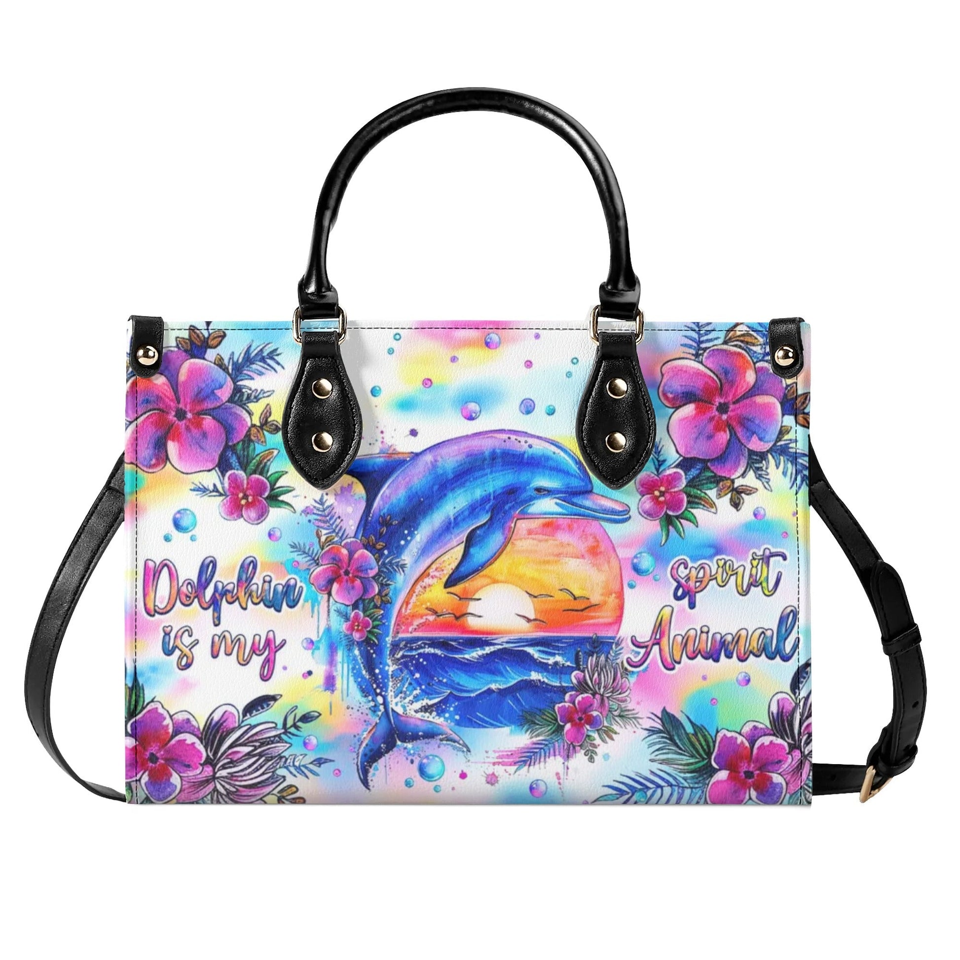 Bigcrowns DOLPHIN IS MY SPIRIT ANIMAL LEATHER HANDBAG Z2106244