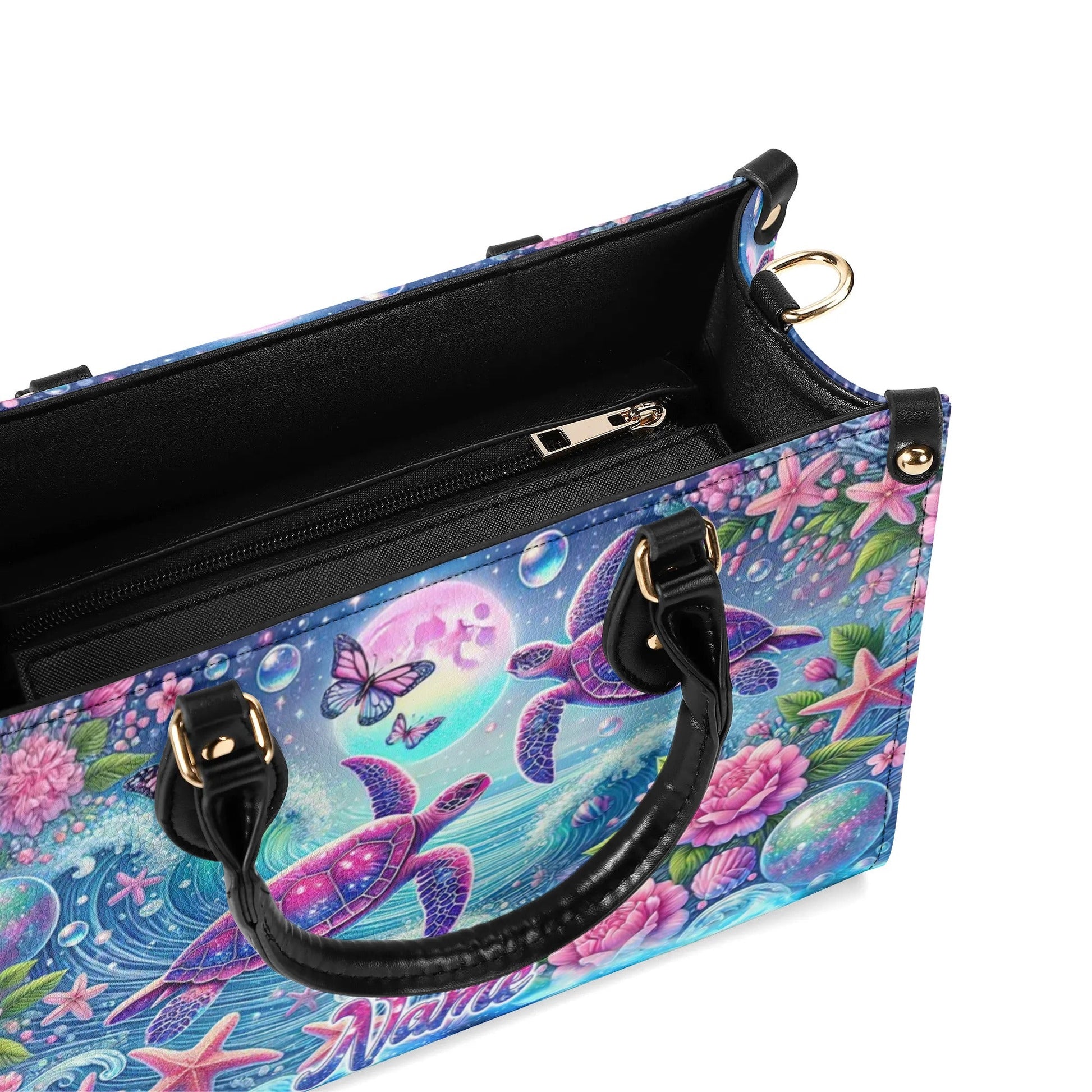 Bigcrowns SEA TURTLE UNDER MOON LEATHER HANDBAG W1807243