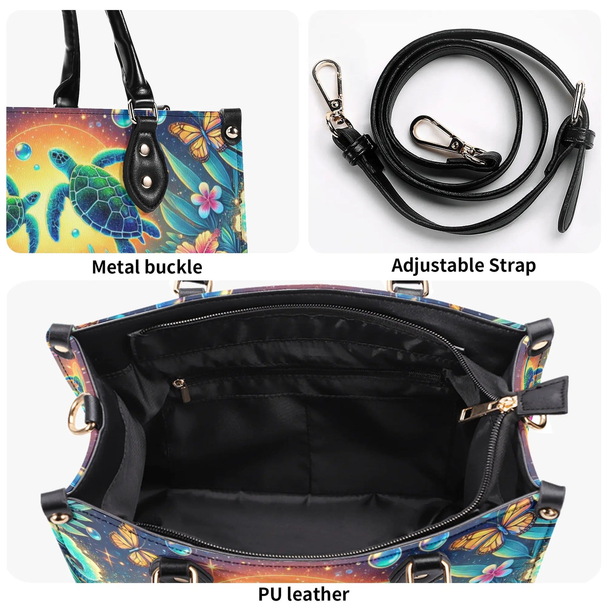 Bigcrowns SEA TURTLE FLOWER LEATHER HANDBAG Z1907244