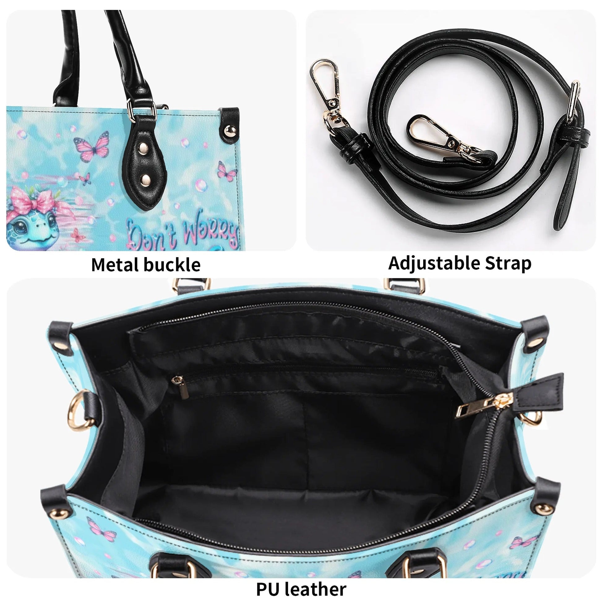 Bigcrowns DON'T WORRY BEACH HAPPY TURTLE LEATHER HANDBAG N2607244