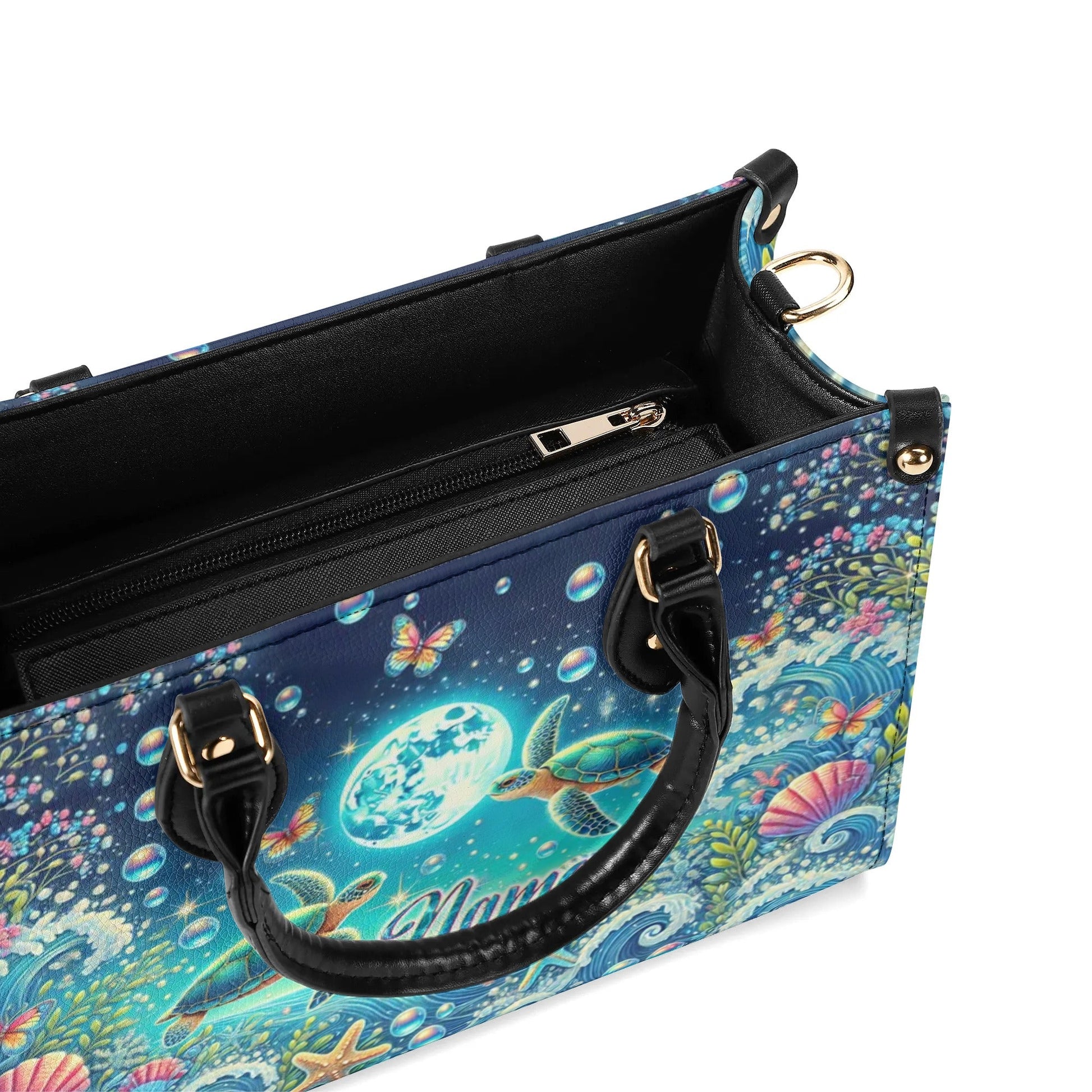 Bigcrowns SEA TURTLE MOON LEATHER HANDBAG T2606245