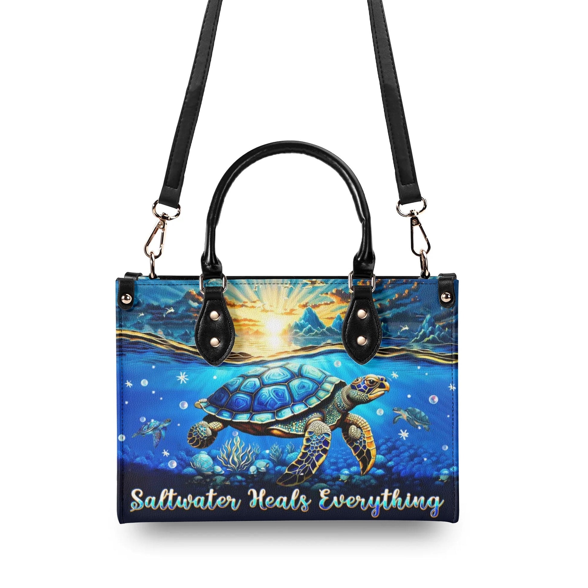 Bigcrowns SALTWATER HEALS EVERYTHING TURTLE LEATHER HANDBAG TLPQ0810244