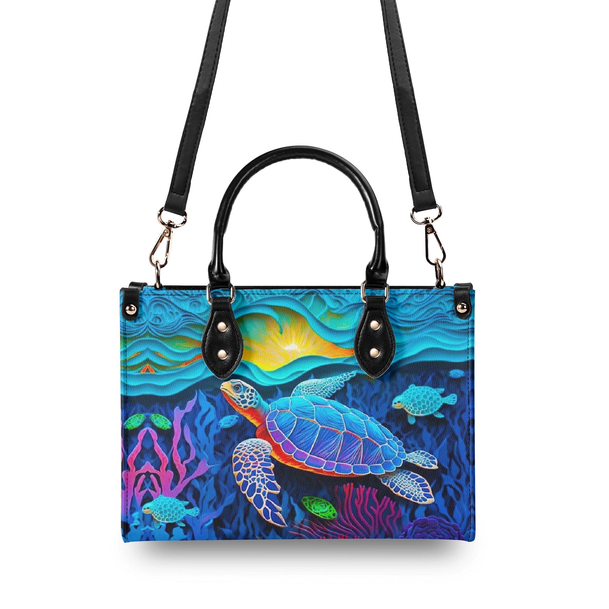 Bigcrowns BLUE TURTLE BEACH LEATHER HANDBAG T0303253