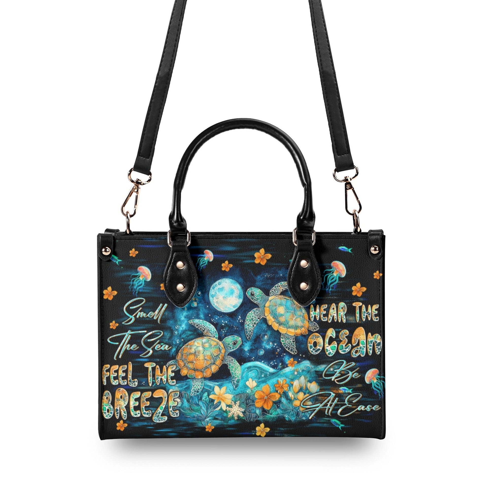 Bigcrowns SMELL THE SEA FEEL THE BREEZE TURTLE LEATHER HANDBAG W1610244