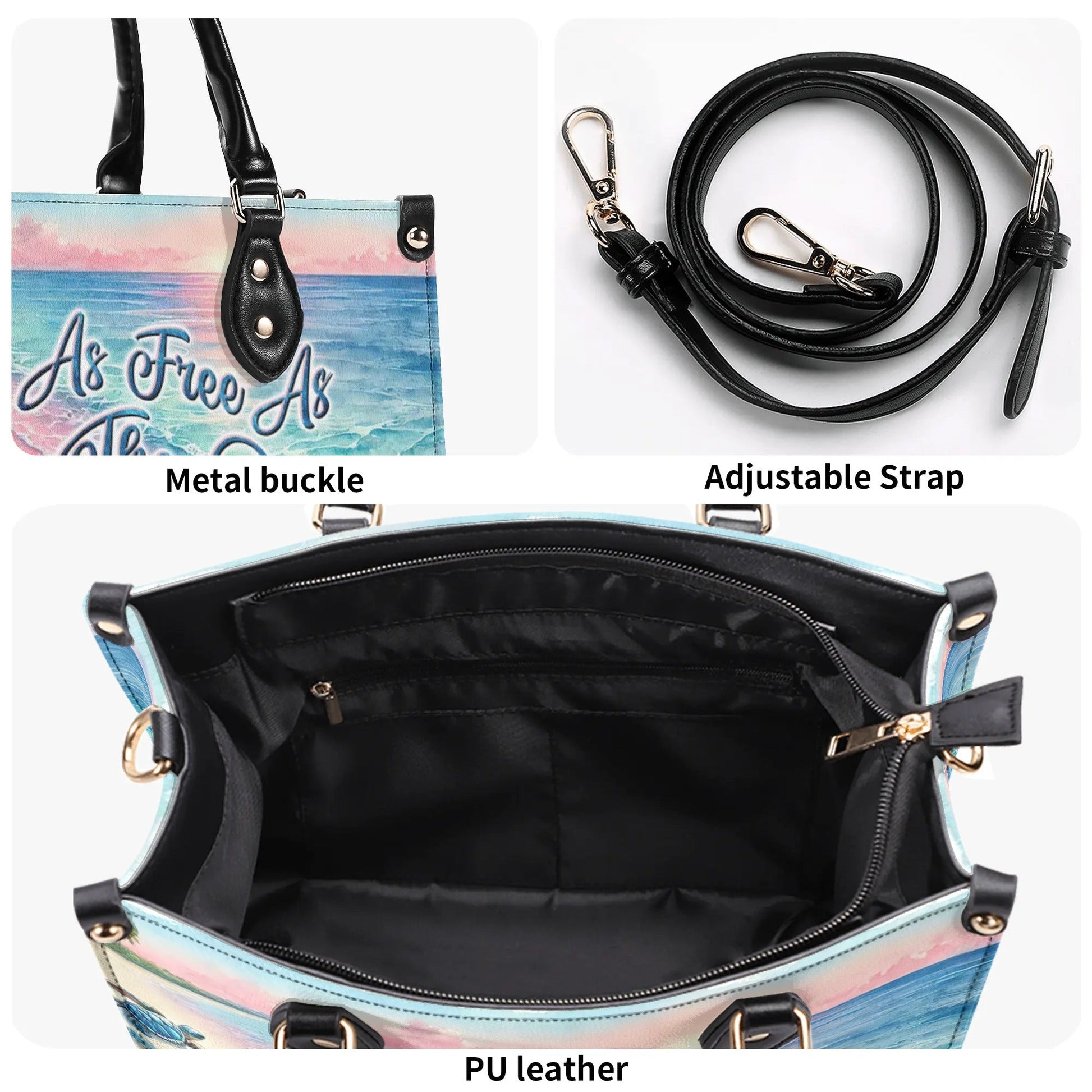 Bigcrowns AS FREE AS THE OCEAN TURTLE LEATHER HANDBAG W2908243