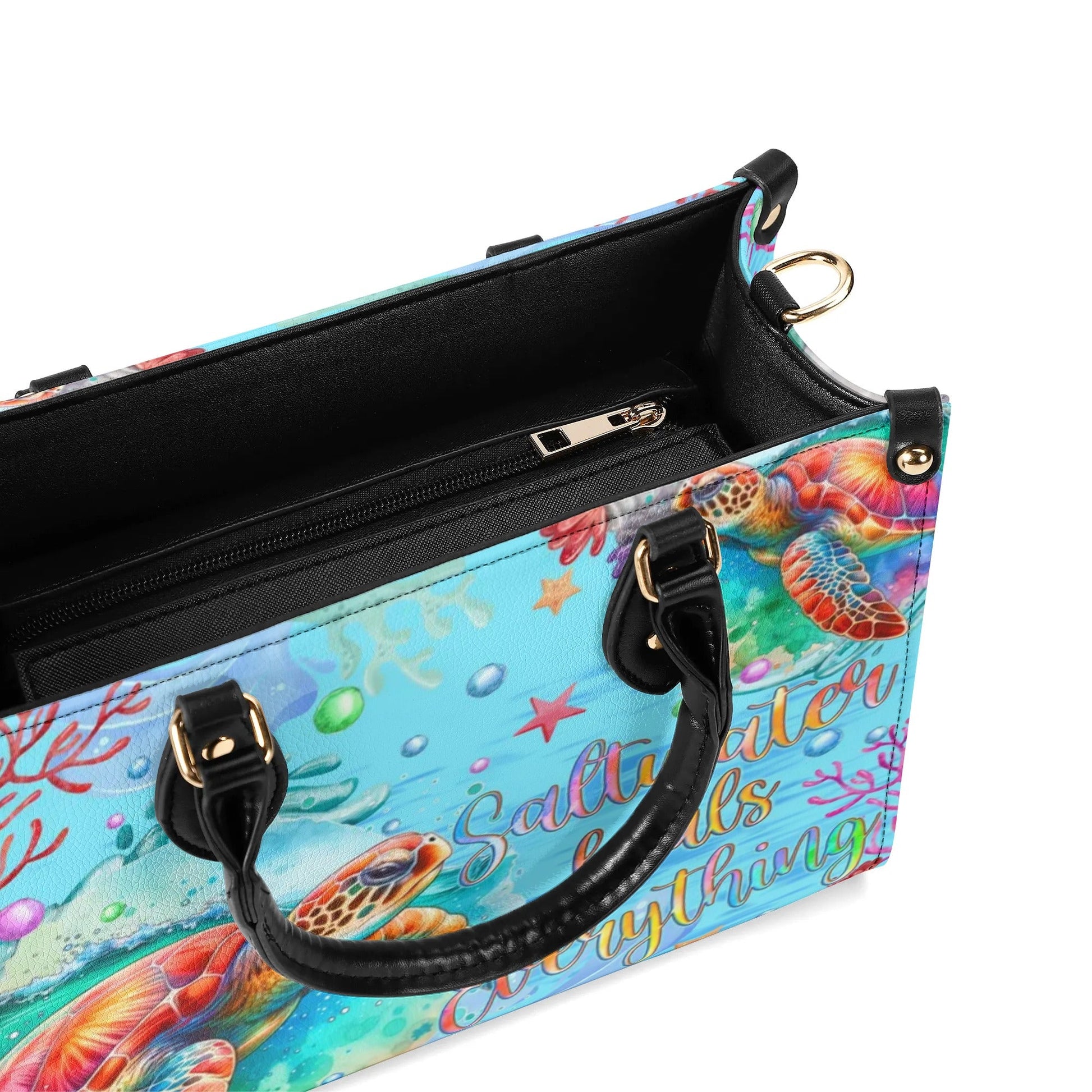 Bigcrowns SALTWATER HEALS EVERYTHING TURTLE LEATHER HANDBAG TYQY2705245