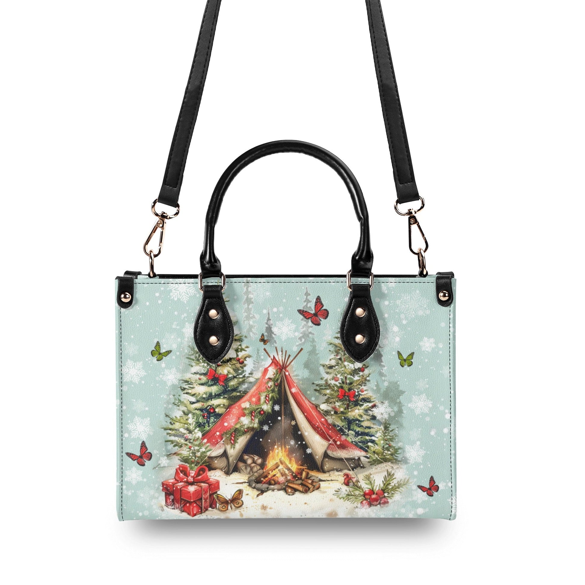 Bigcrowns MAKING MEMORIES ONE CAMPFIRE CHRISTMAS LEATHER HANDBAG N2510244
