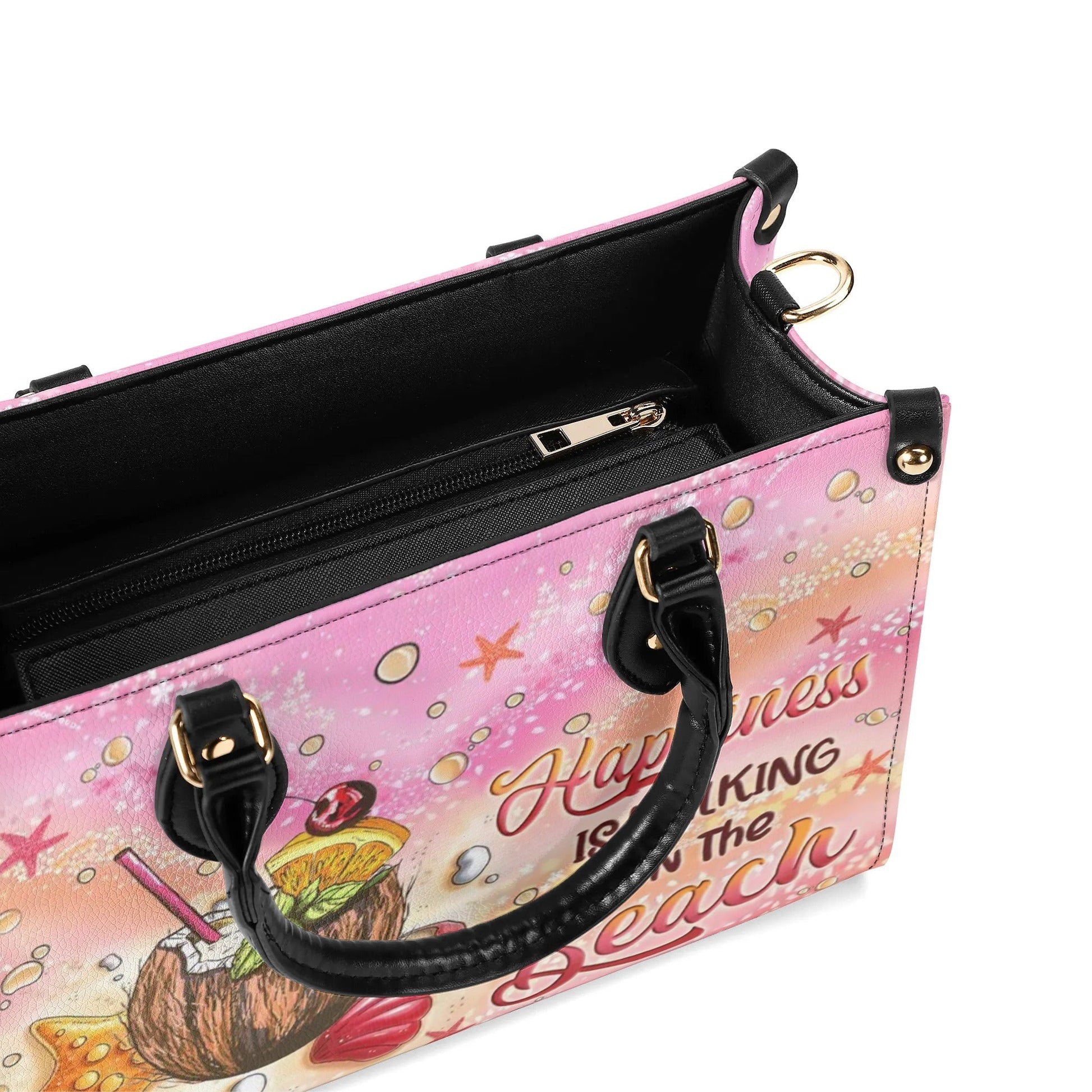 Bigcrowns HAPPINESS IS WALKING ON THE BEACH LEATHER HANDBAG N2108244
