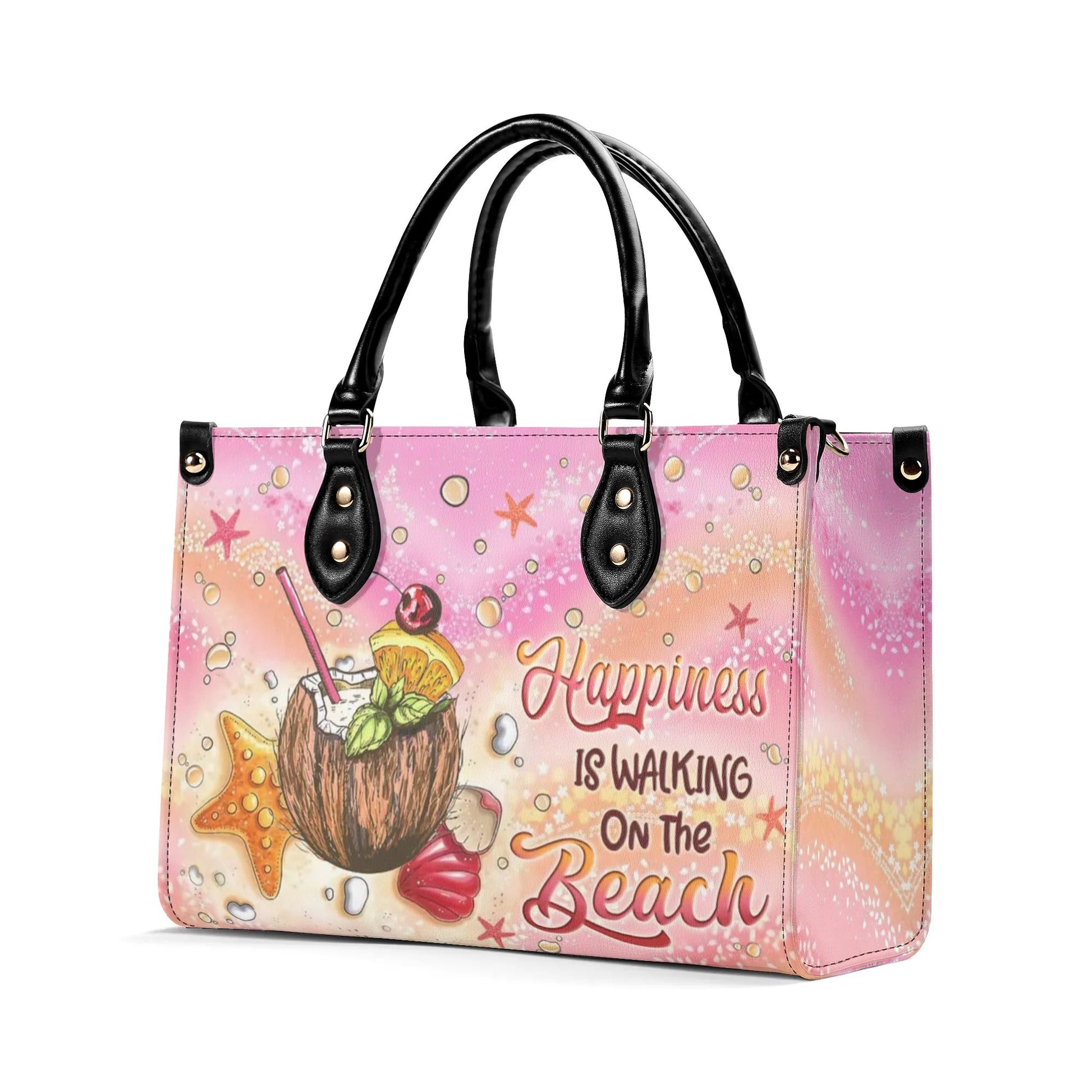 Bigcrowns HAPPINESS IS WALKING ON THE BEACH LEATHER HANDBAG N2108244