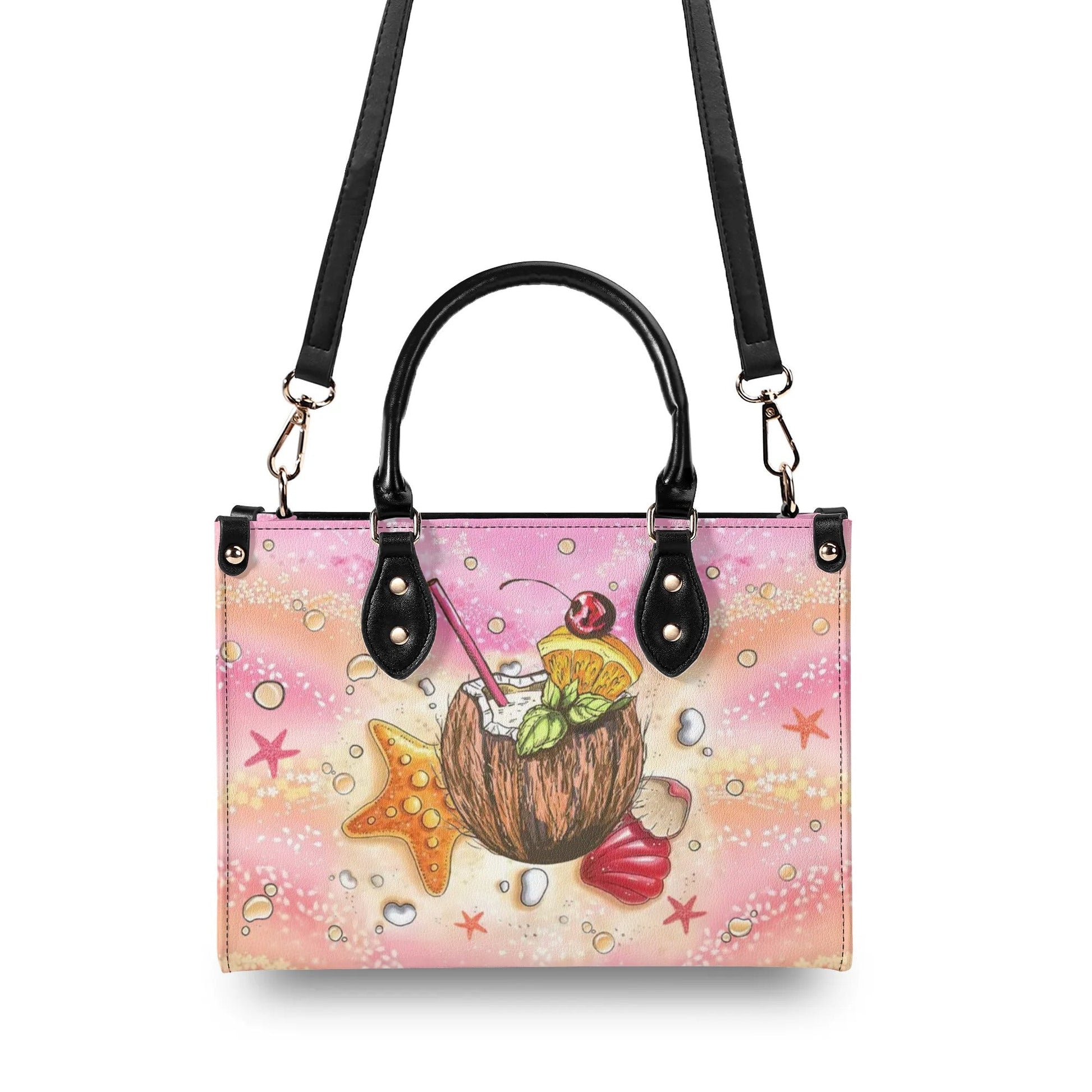 Bigcrowns HAPPINESS IS WALKING ON THE BEACH LEATHER HANDBAG N2108244