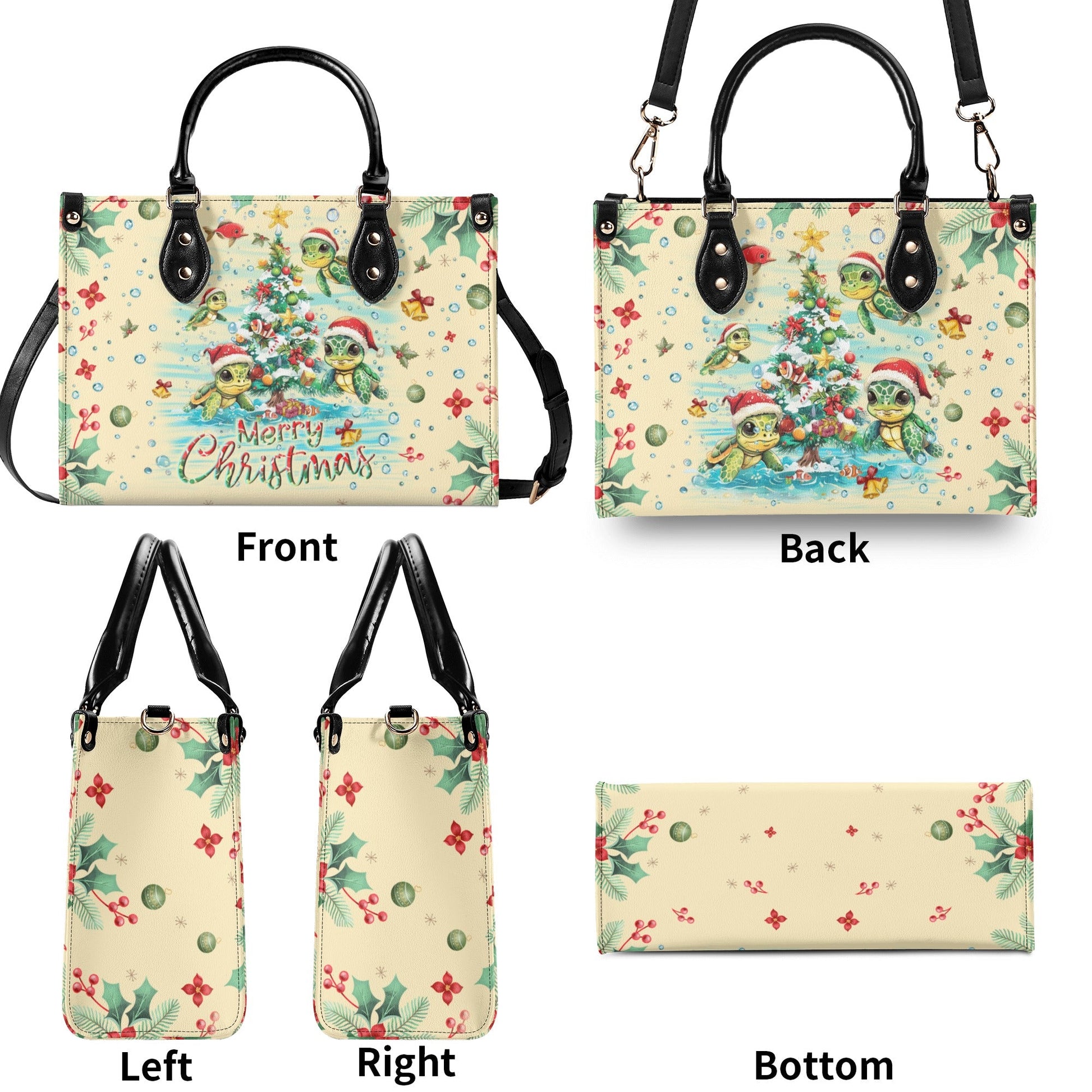 Bigcrowns MERRY CHRISTMAS TURTLE LEATHER HANDBAG N2810244