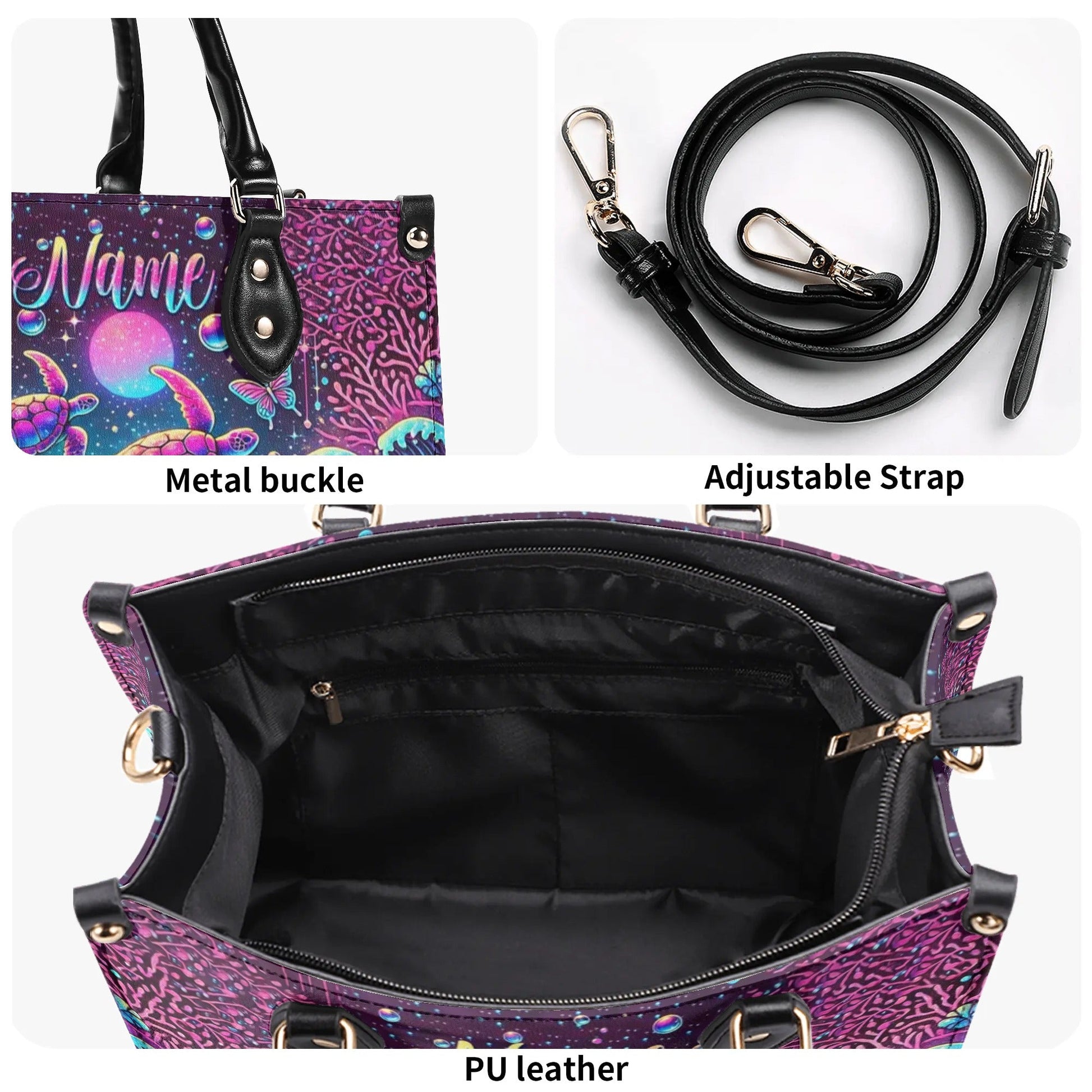 Bigcrowns SEA TURTLE UNDER MOON LEATHER HANDBAG TLPQ2307242