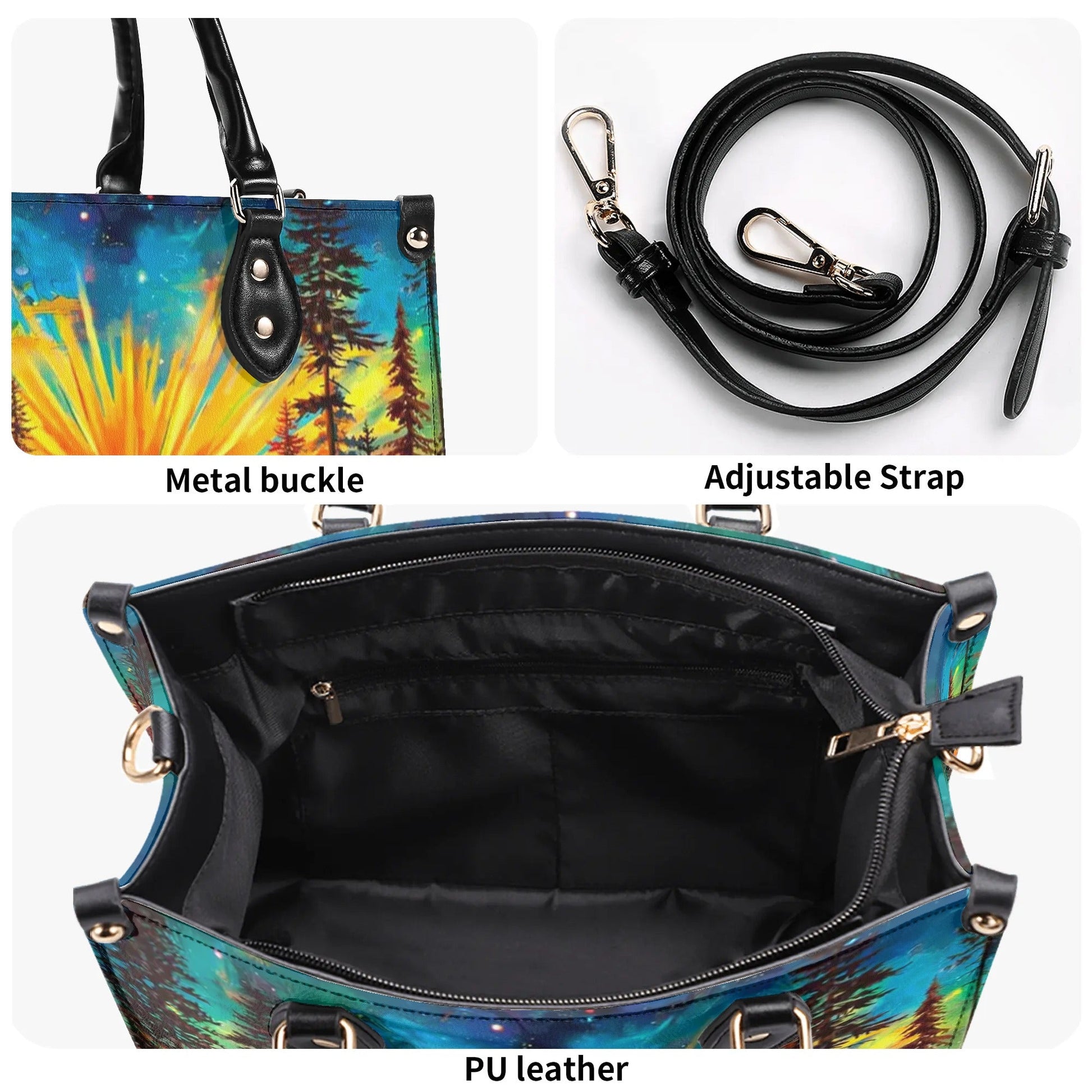 Bigcrowns BEAUTIFUL SUN SCENE LEATHER HANDBAG N1009243