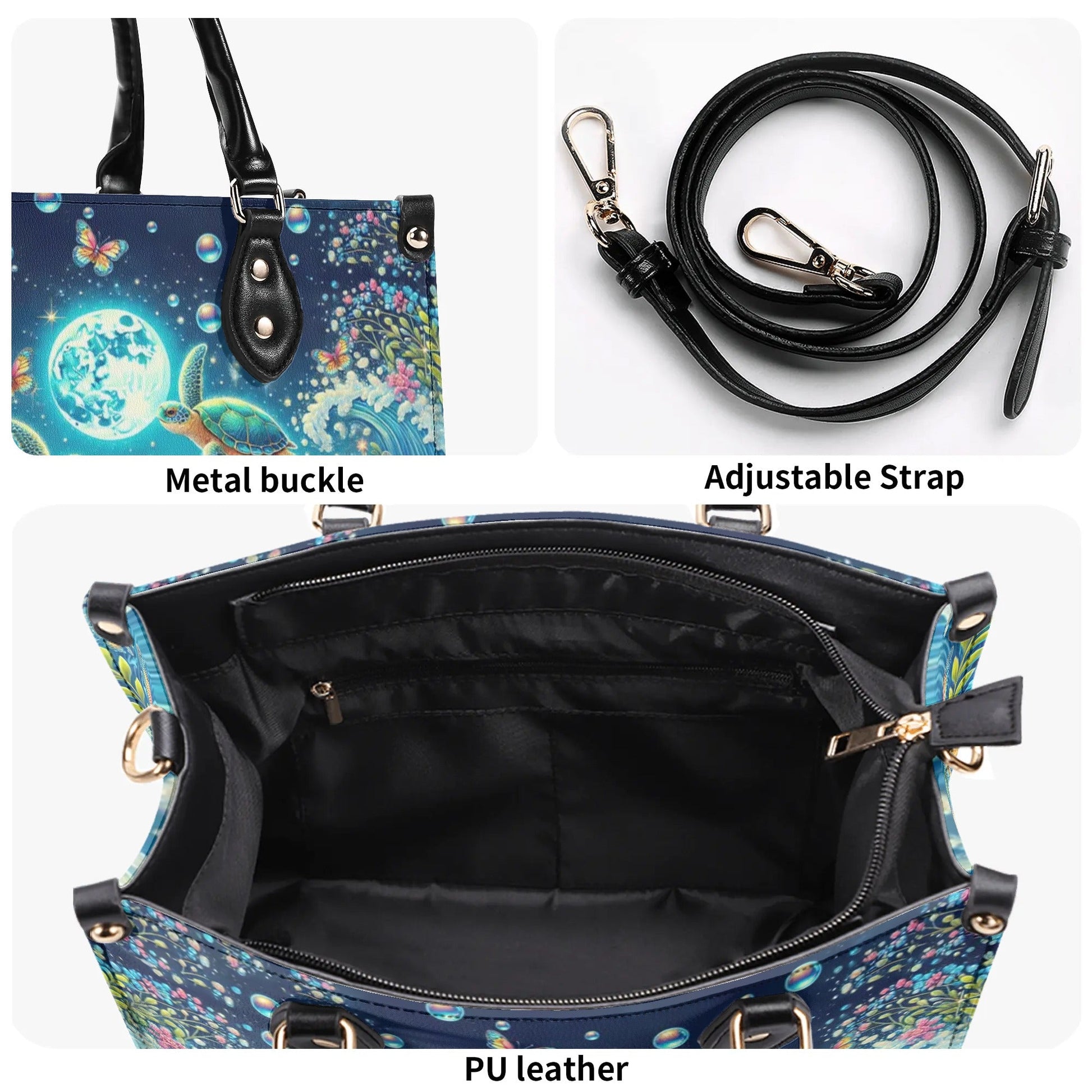 Bigcrowns SEA TURTLE MOON LEATHER HANDBAG T2606245