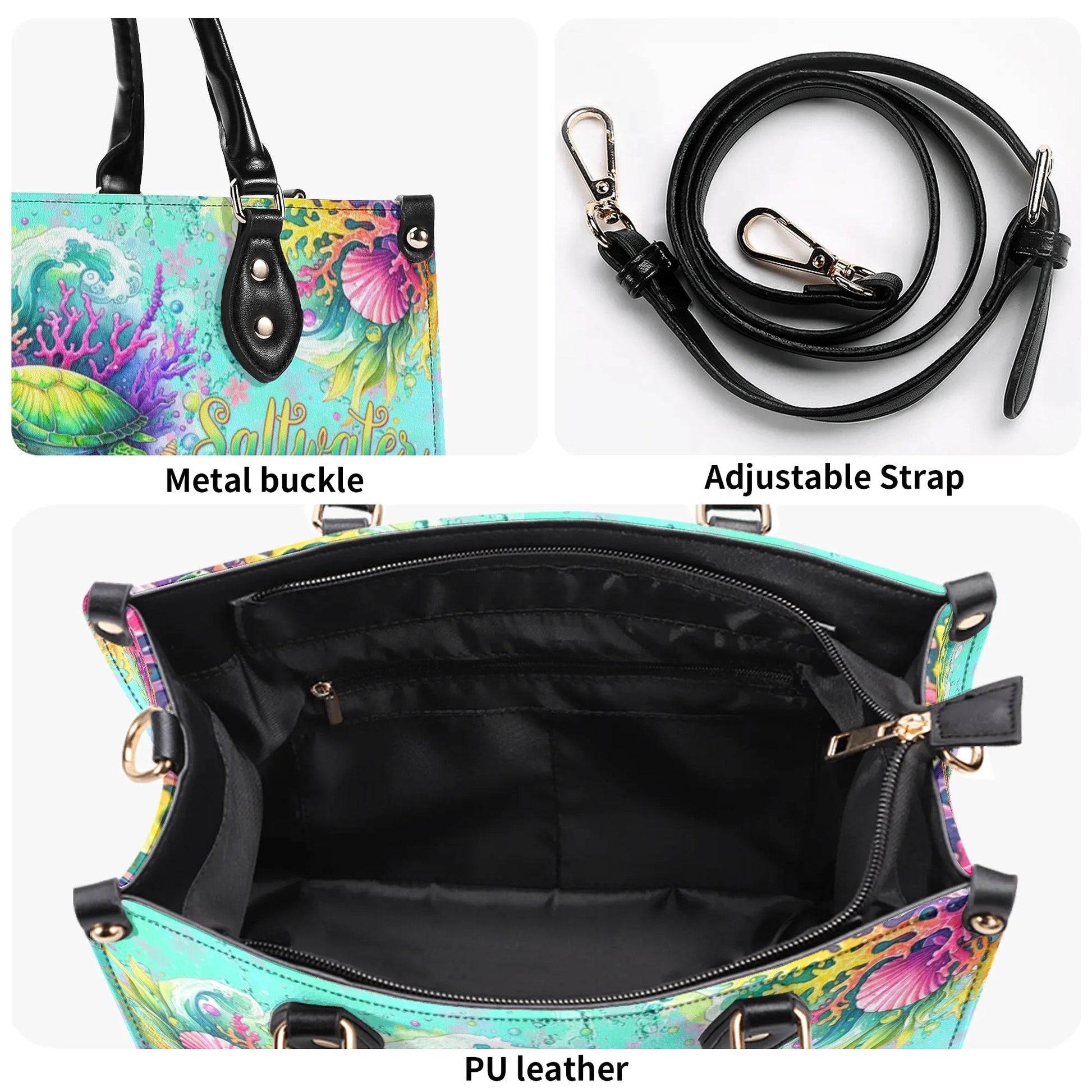 Bigcrowns SALTWATER HEALS EVERYTHING TURTLE LEATHER HANDBAG W3105243