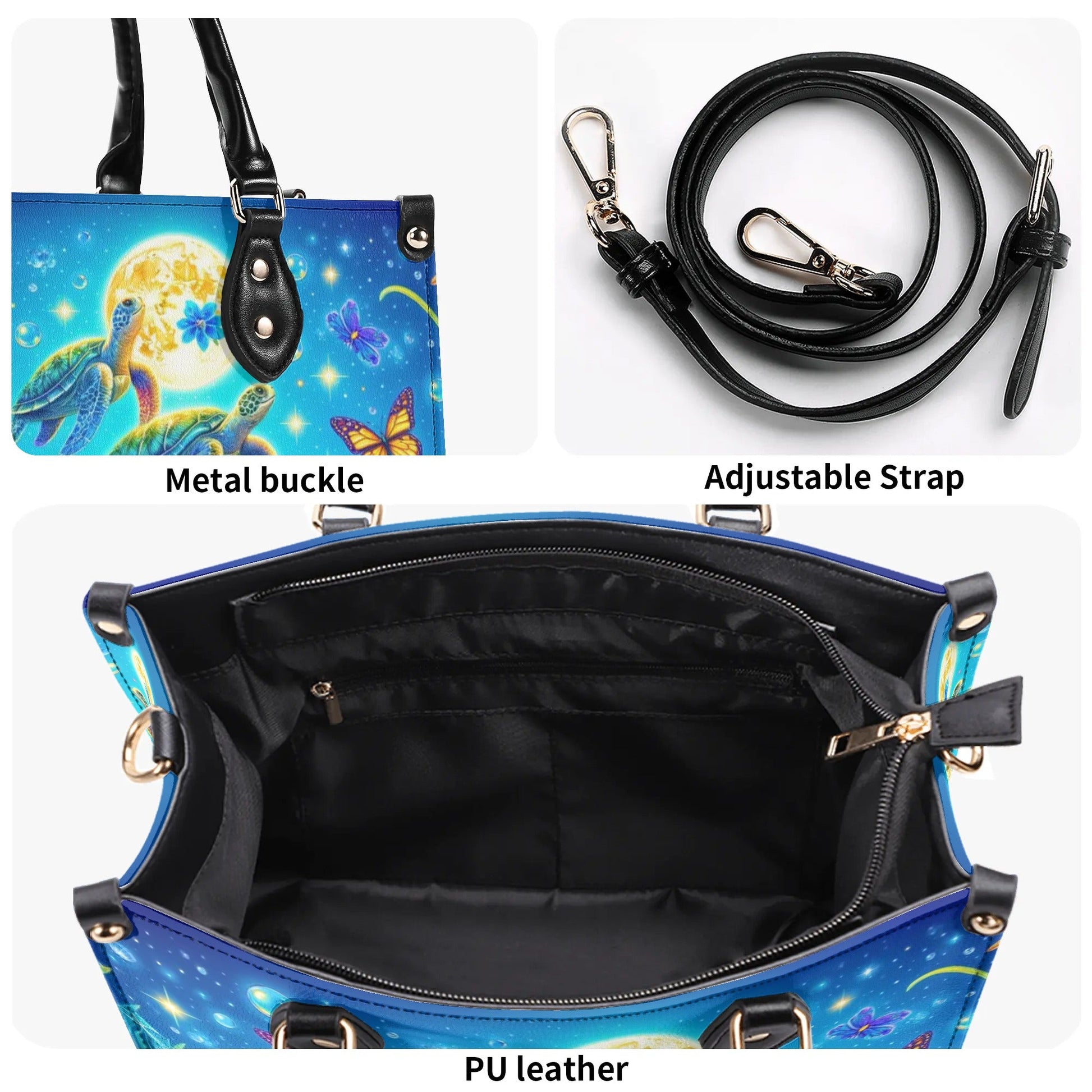 Bigcrowns SEA TURTLE FLORAL LEATHER HANDBAG R2406244