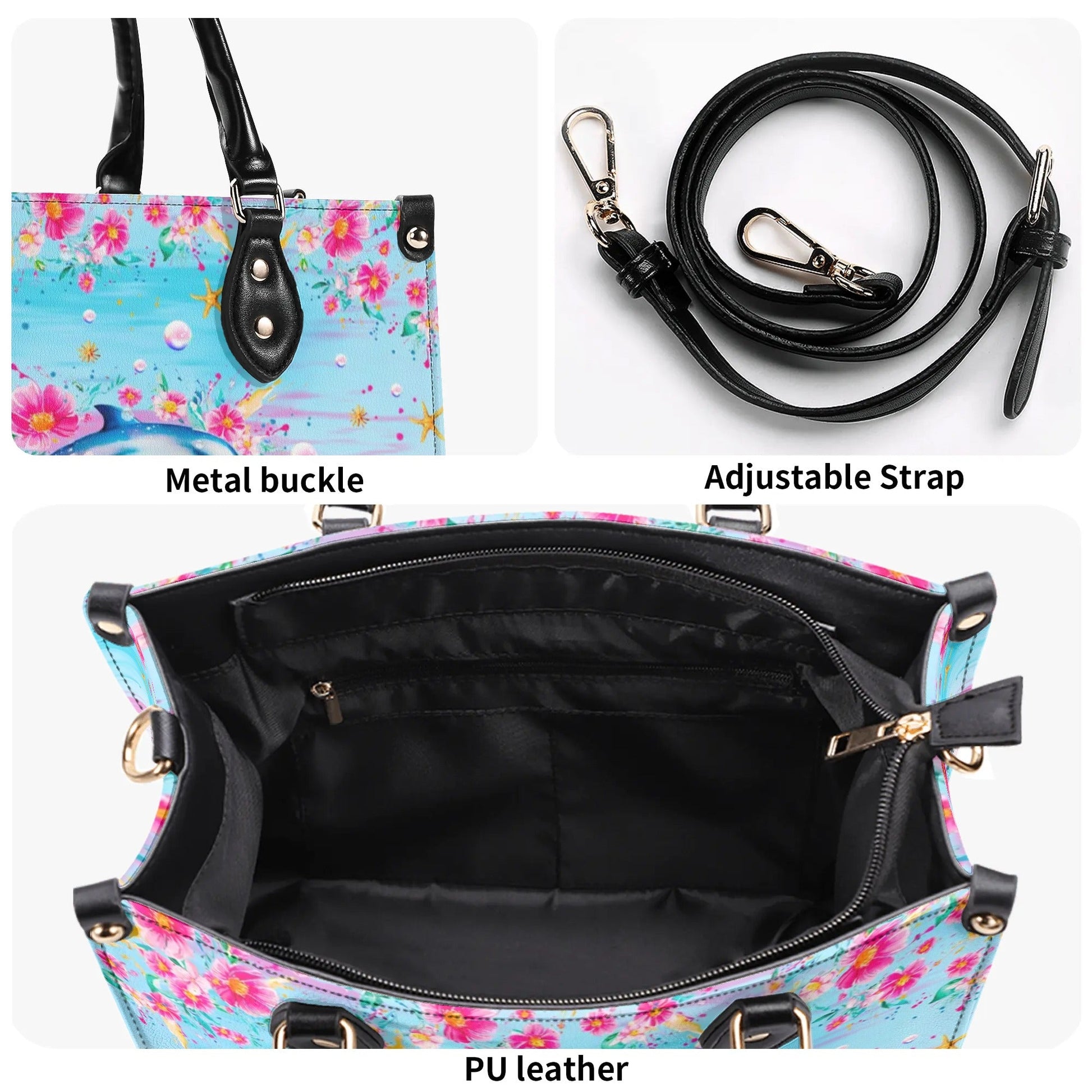 Bigcrowns DOLPHIN IS MY SPIRIT ANIMAL LEATHER HANDBAG TLPQ1806242